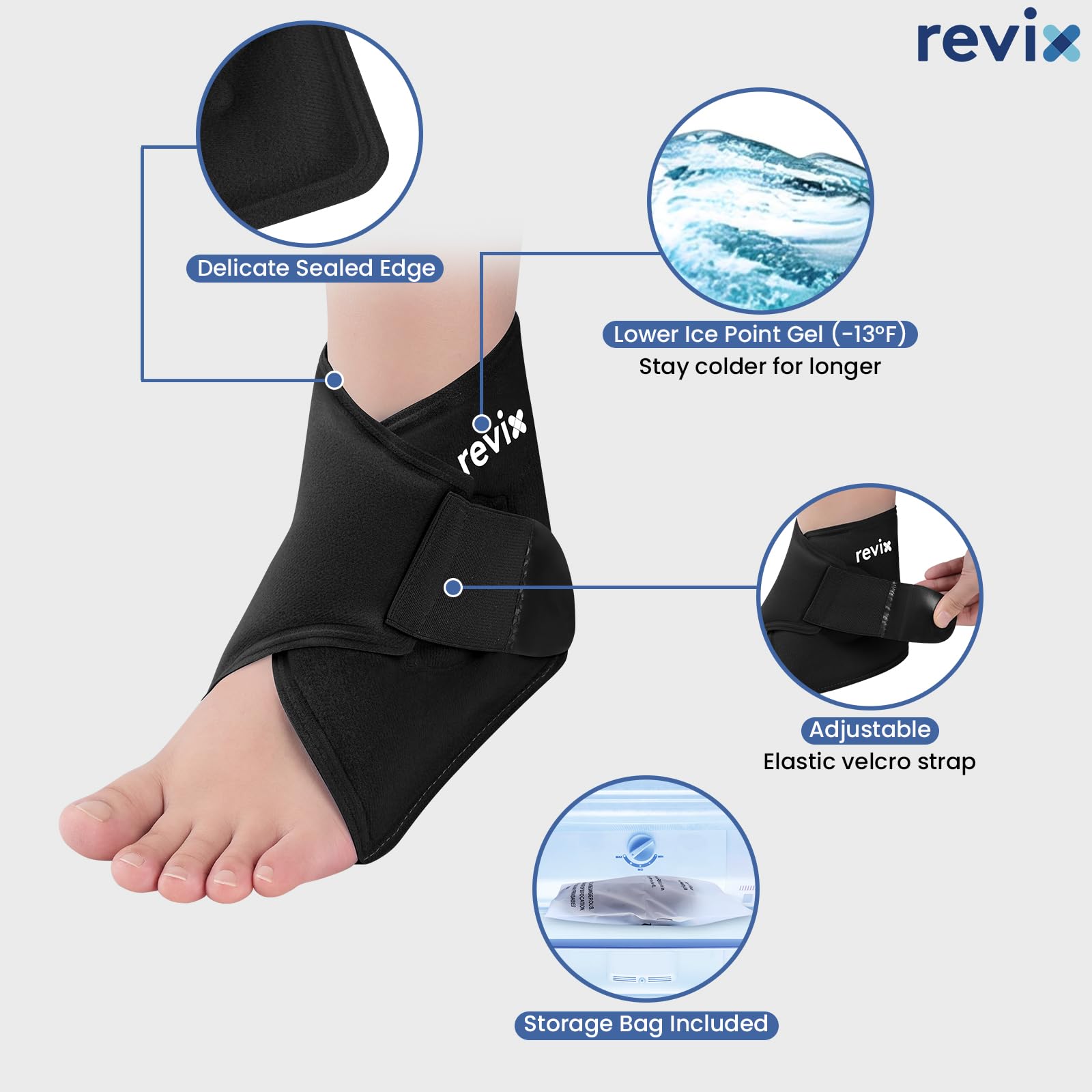Doublure en nylon respirant REVIX autour de la cheville pour plus de confort.
