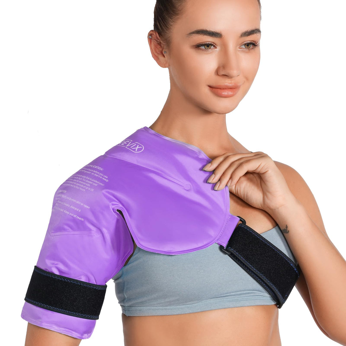 REVIX épaule: compresse gel réutilisable pour soulager fatigue musculaire après exercice.