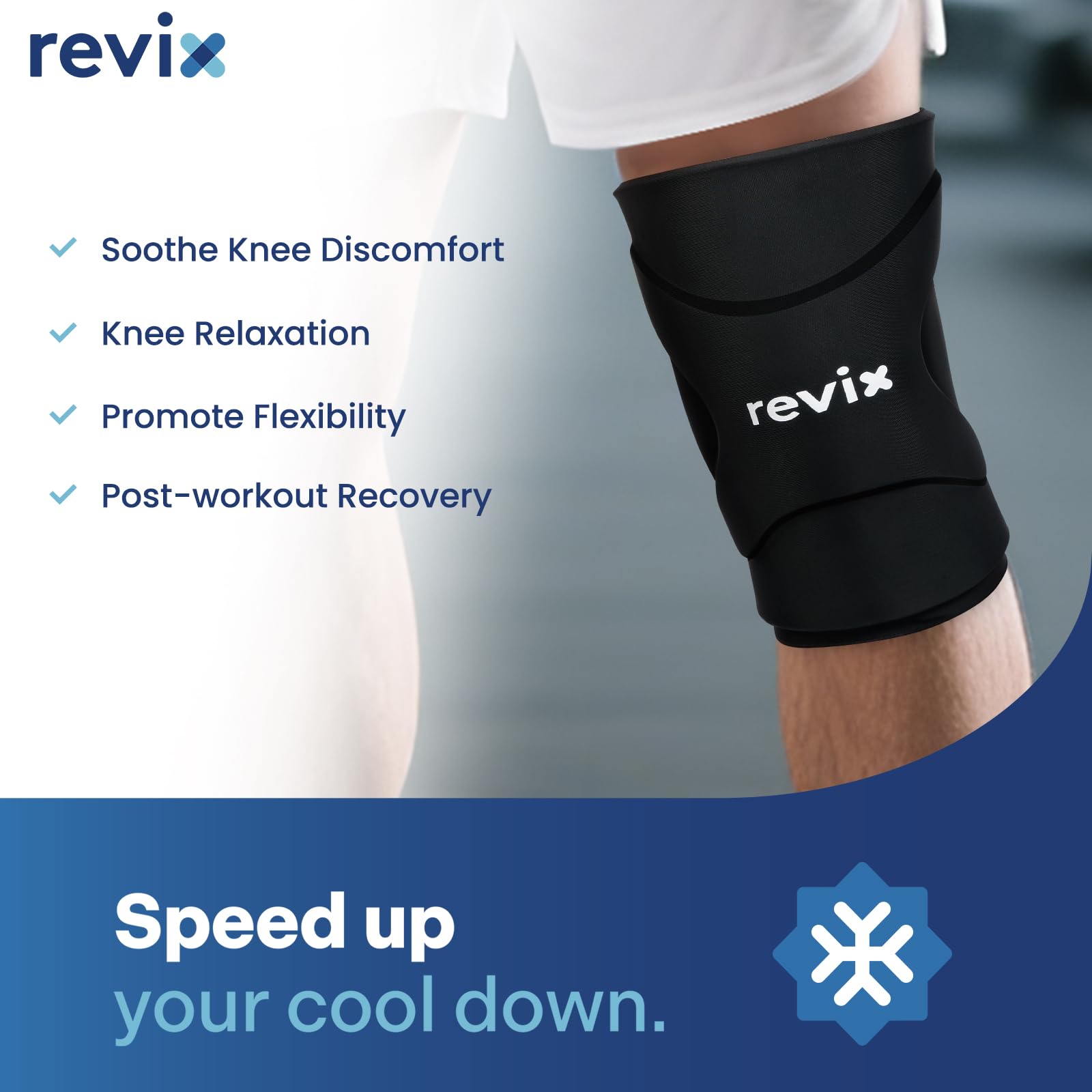 REVIX gel-double flexible – s'adapte aux contours du genou et du mollet