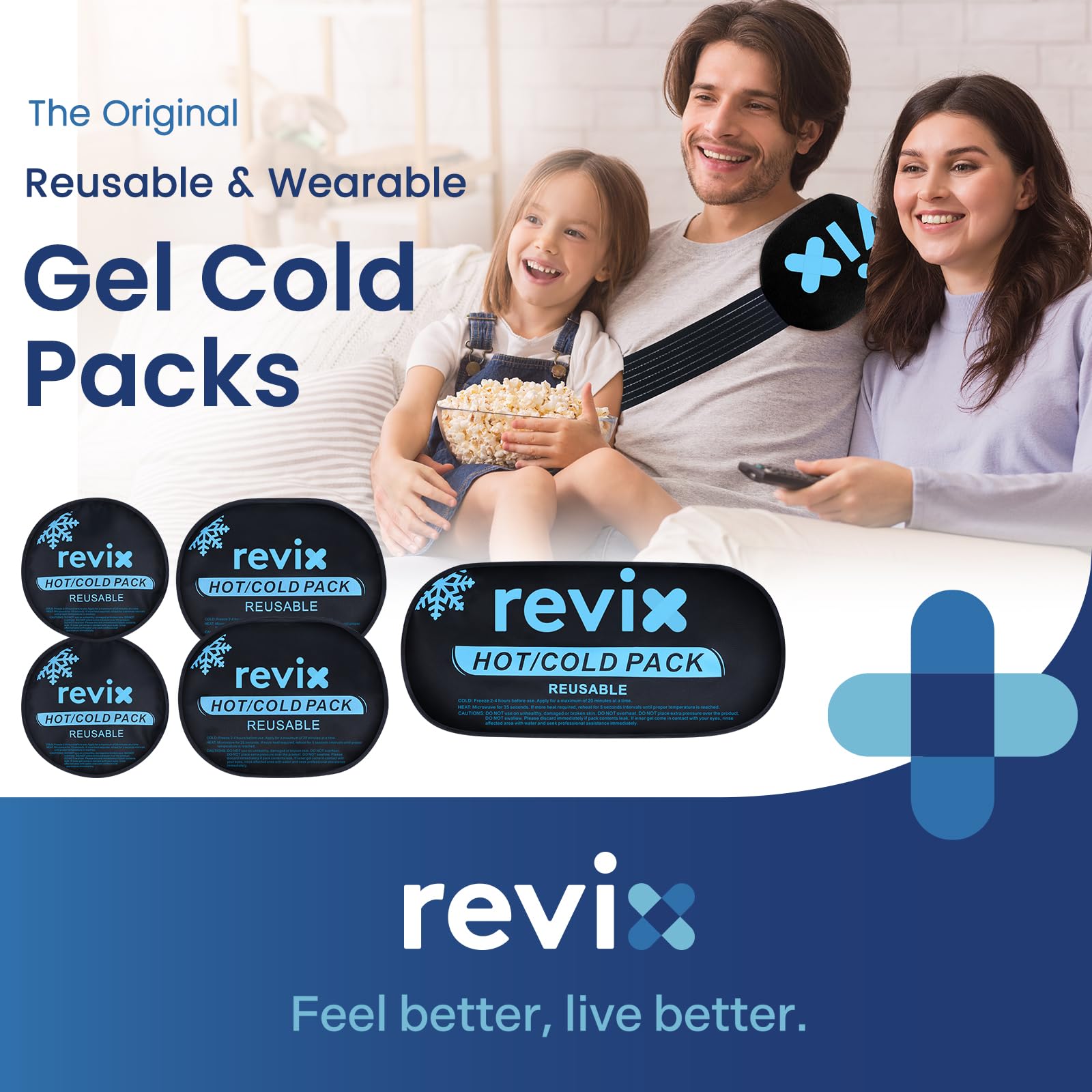 REVIX glace-genou : gel souple qui s’enroule autour du genou pour soulager les tensions.