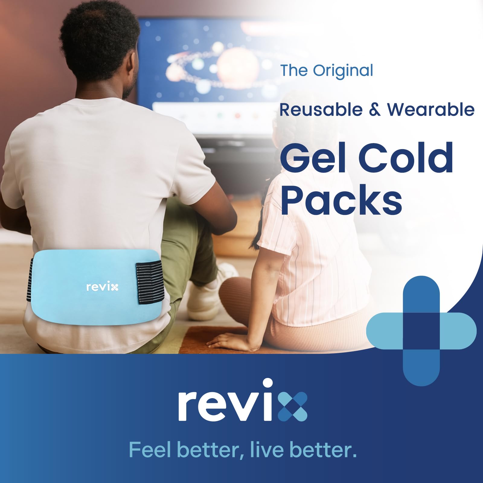 REVIX gel glacé réutilisable 14x7 – bande réglable assure un maintien sans dérapage.