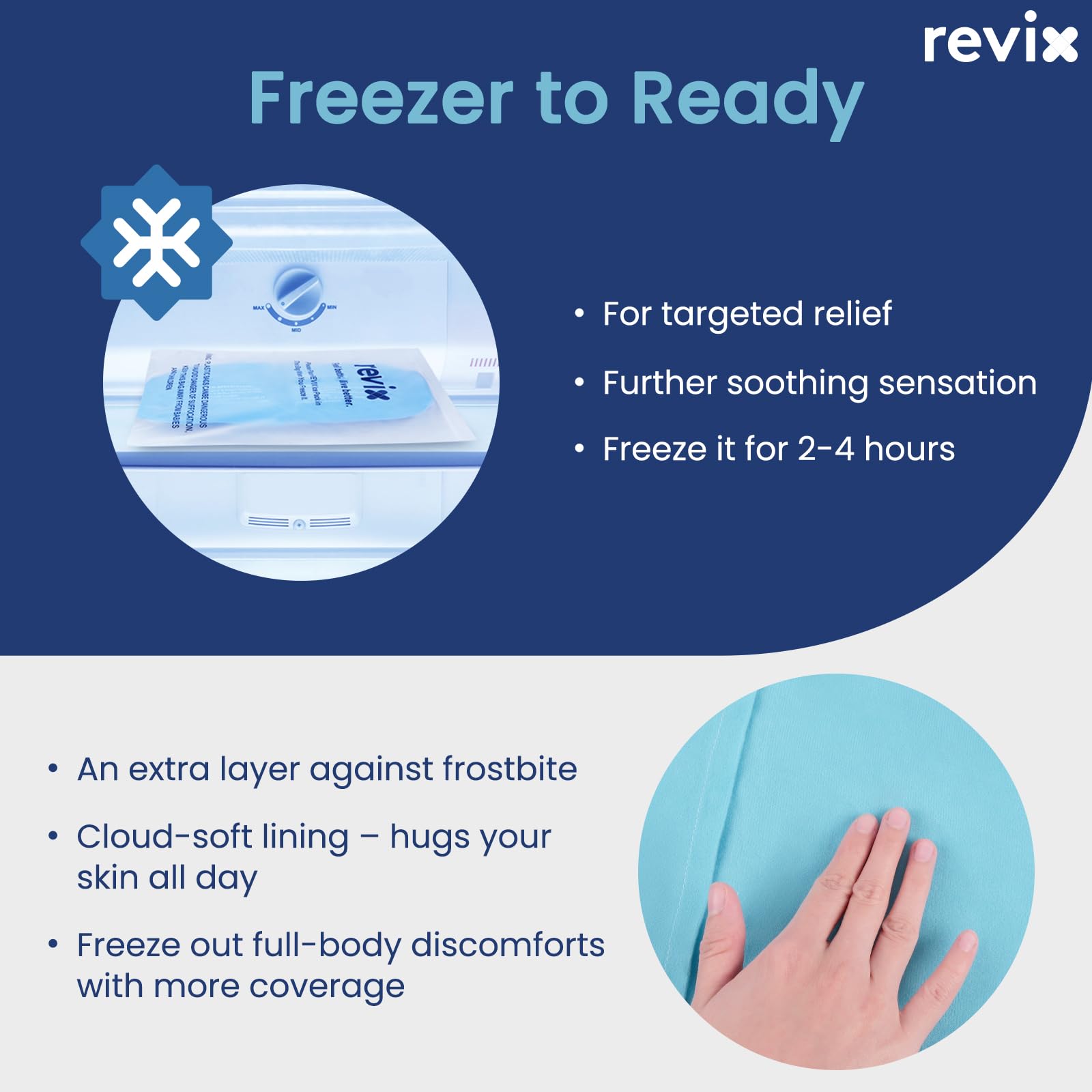 REVIX gel glacé réutilisable 14x7 – refroidissement ciblé après entraînement.