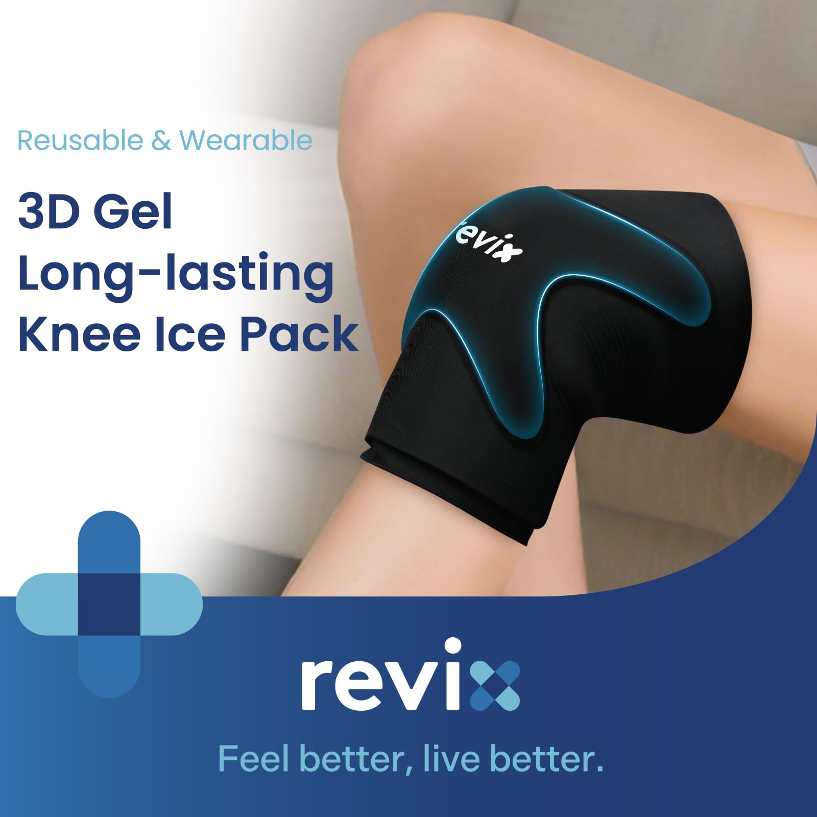 REVIX genou, couverture 360, refroidissement uniforme autour du genou.