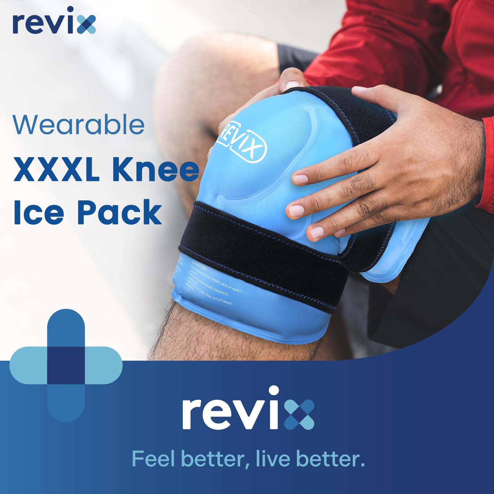 Genou REVIX XXXL avec glace à longue durée pour réduction potentielle de l'inflammation.