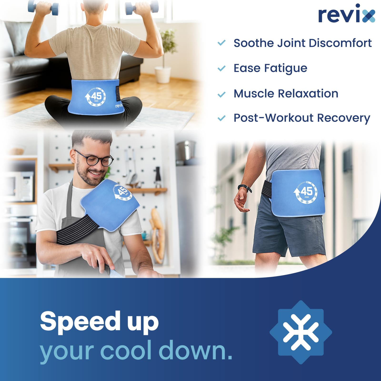 REVIX grand pack gel couverture étendue pour dos et épaules