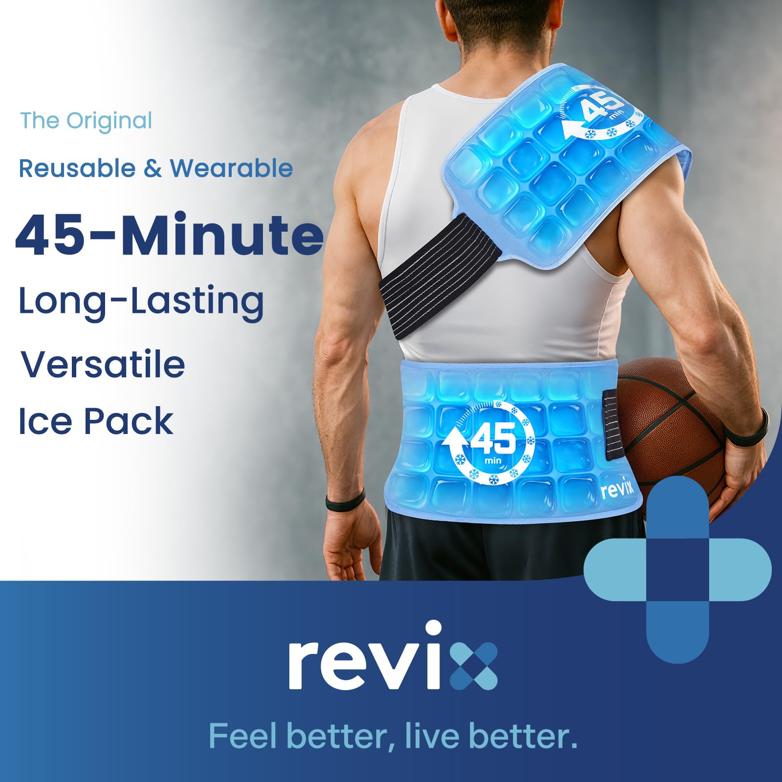 REVIX grand pack gel avec sangle pour l'épaule, confort mains libres