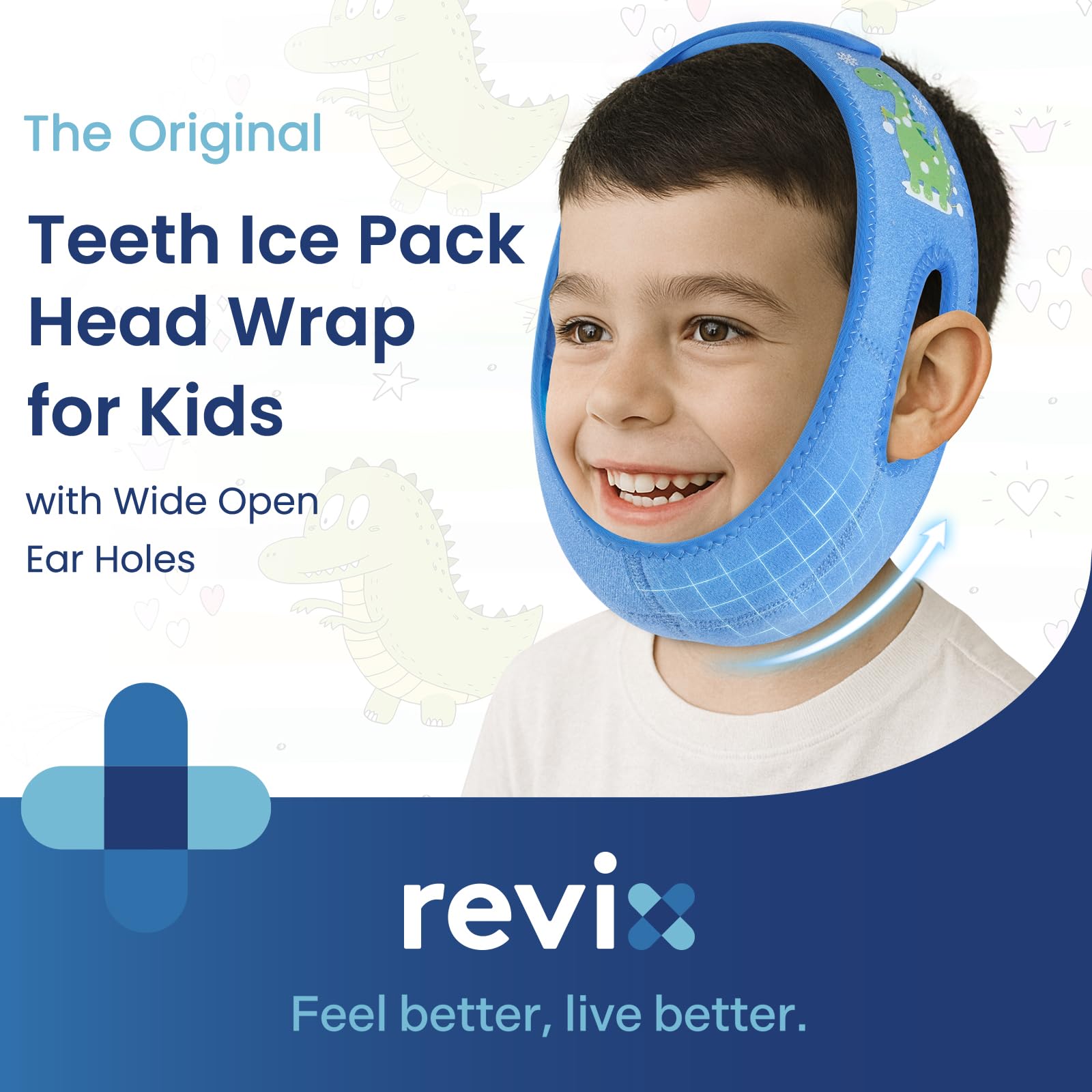 REVIX bandeau bleu avec fentes pour oreilles – port durable et confortable.