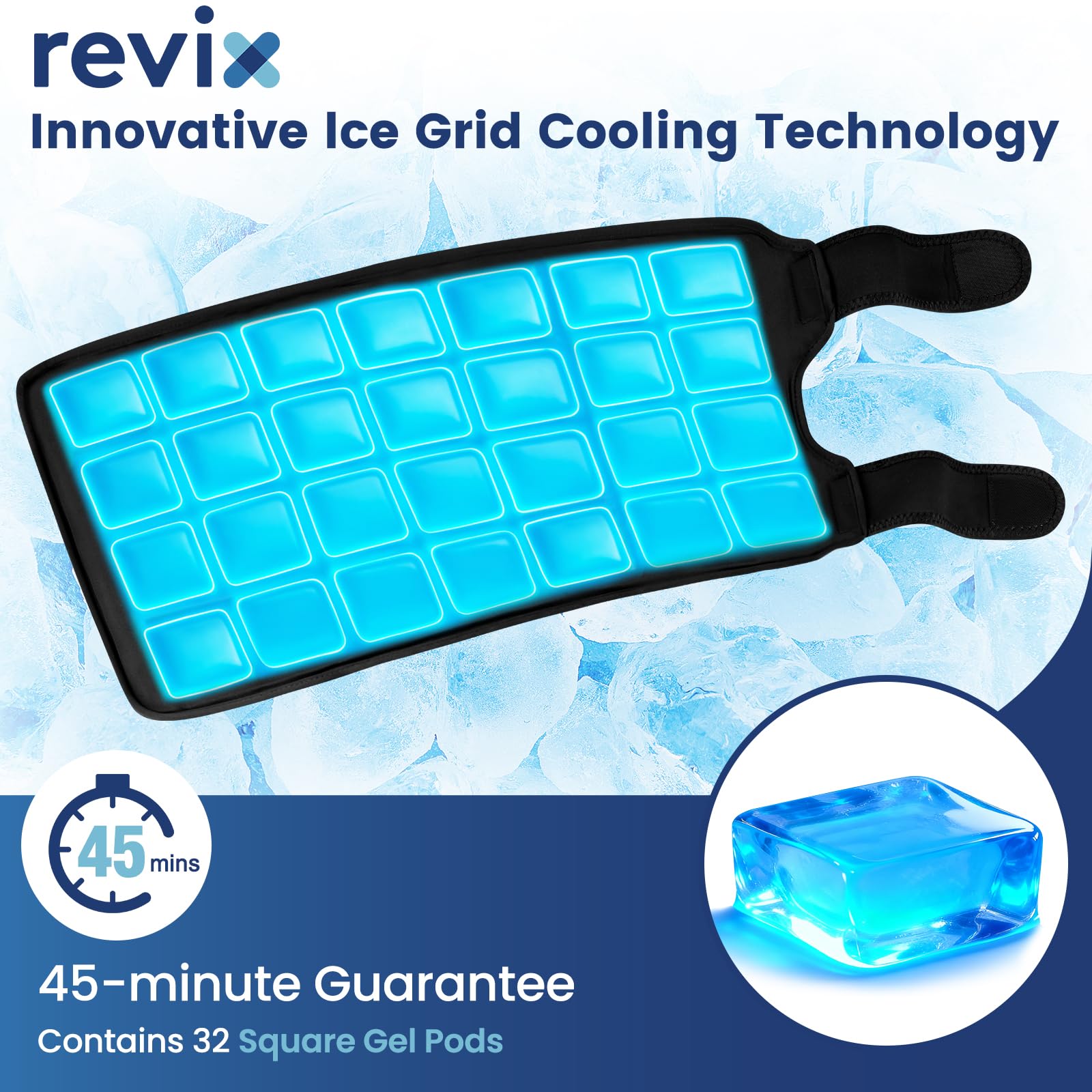 REVIX kit-glace-genou-doublé, utilisation simultanée sur deux zones.