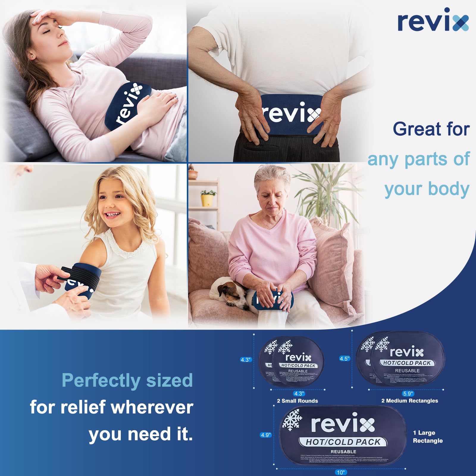 REVIX pack glace réutilisable pour le poignet, soulagement ponctuel lors d'entraînements.