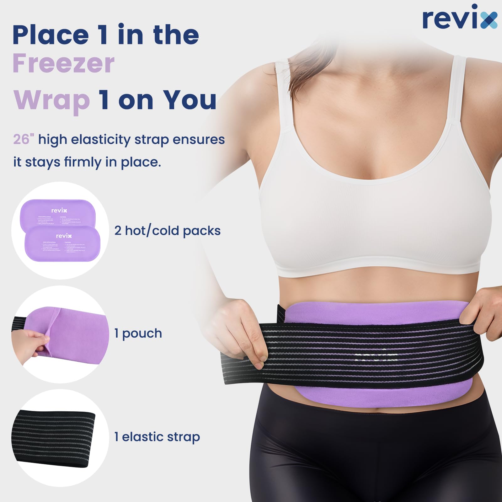REVIX sangle reglable avec poche maintient la compresse en place.