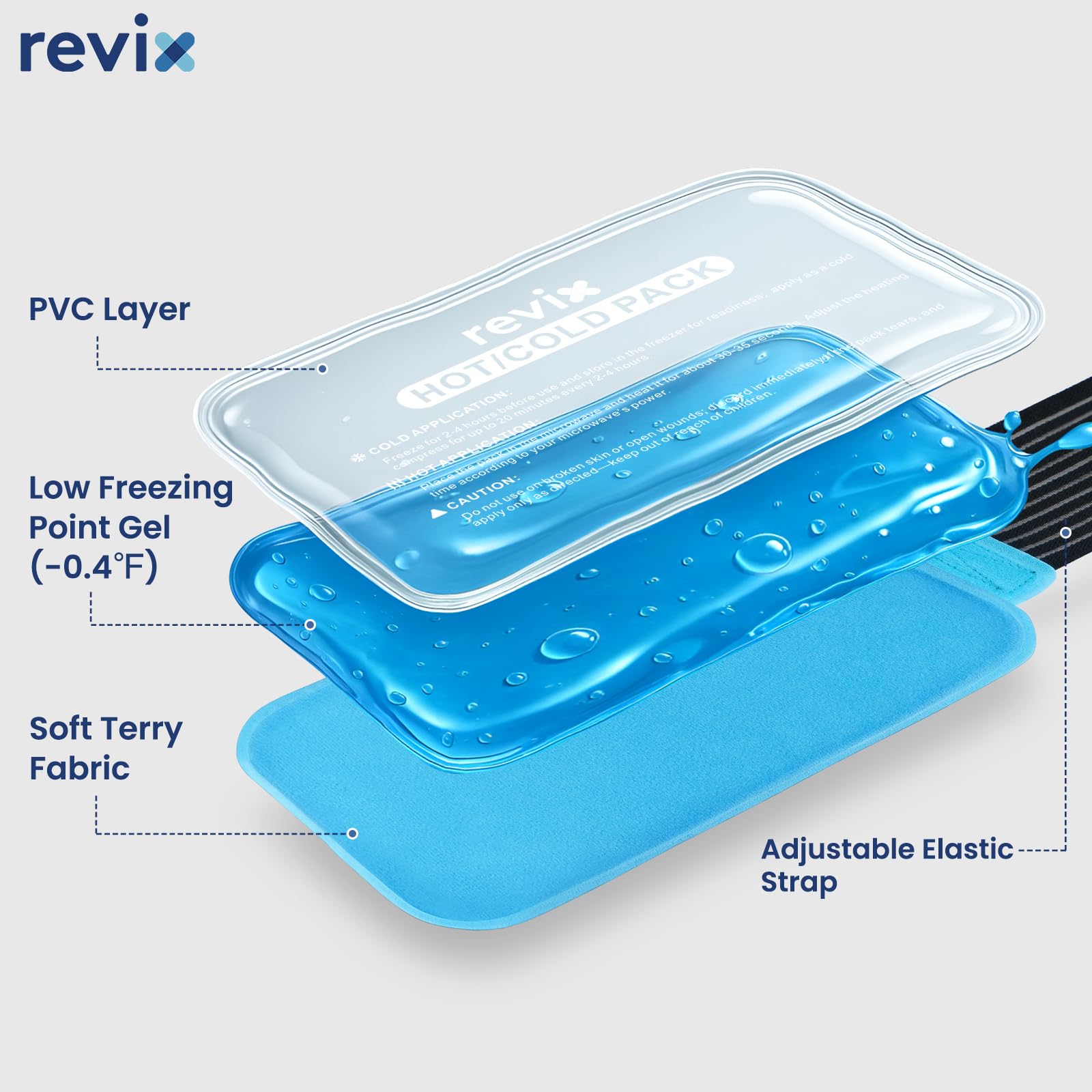 REVIX surface terry douce, contact agréable sur peau sensible.