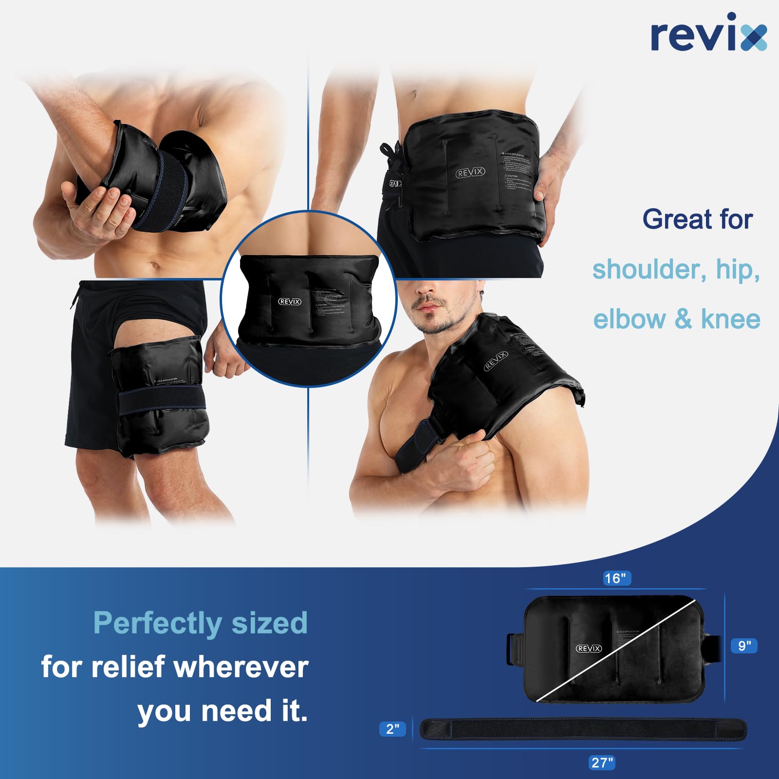 REVIX wrap glace dos-bas : refroidissement efficace pour le bas du dos.