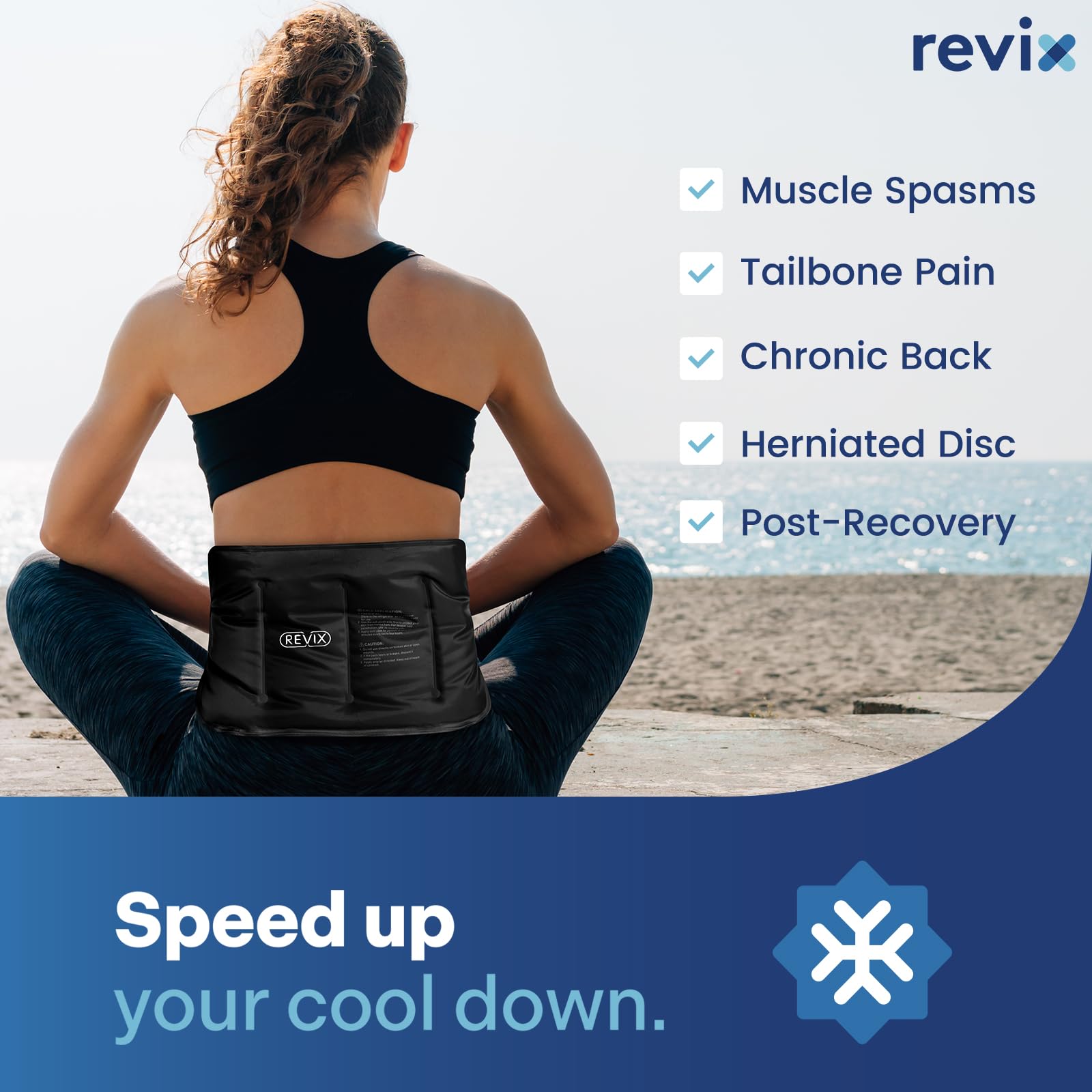 REVIX wrap glace jambe : aide potentielle à la récupération après activité.