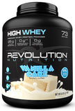 High Whey poudre vanille gâteau, goût riche et texture lisse.