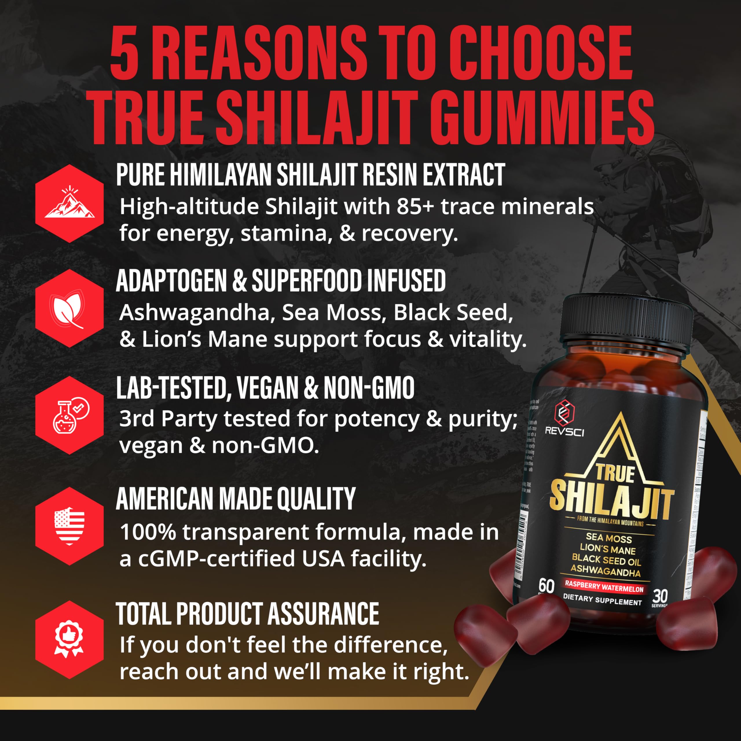 Gommes Revolution Science Ashwagandha et Sea Moss pour vitalité naturelle.