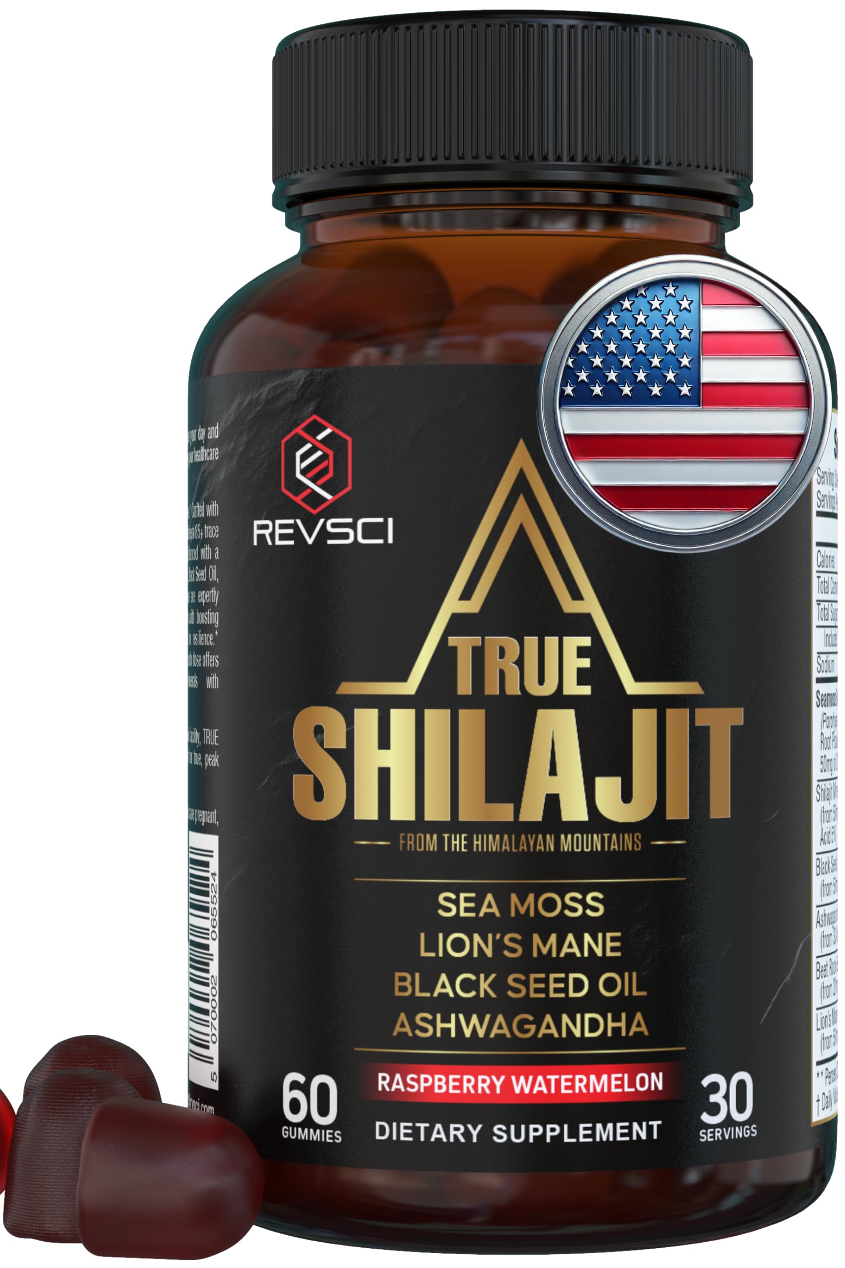 Gommes Revolution Science Shilajit pour hommes, énergie et concentration.