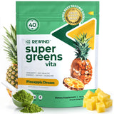 Rewind Super Greens en poudre, saveur ananas, pour démarrer la journée.