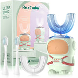 RexCodar brosse-dent-u-silicone astronaute vert, brossage sûr et amusant pour les enfants