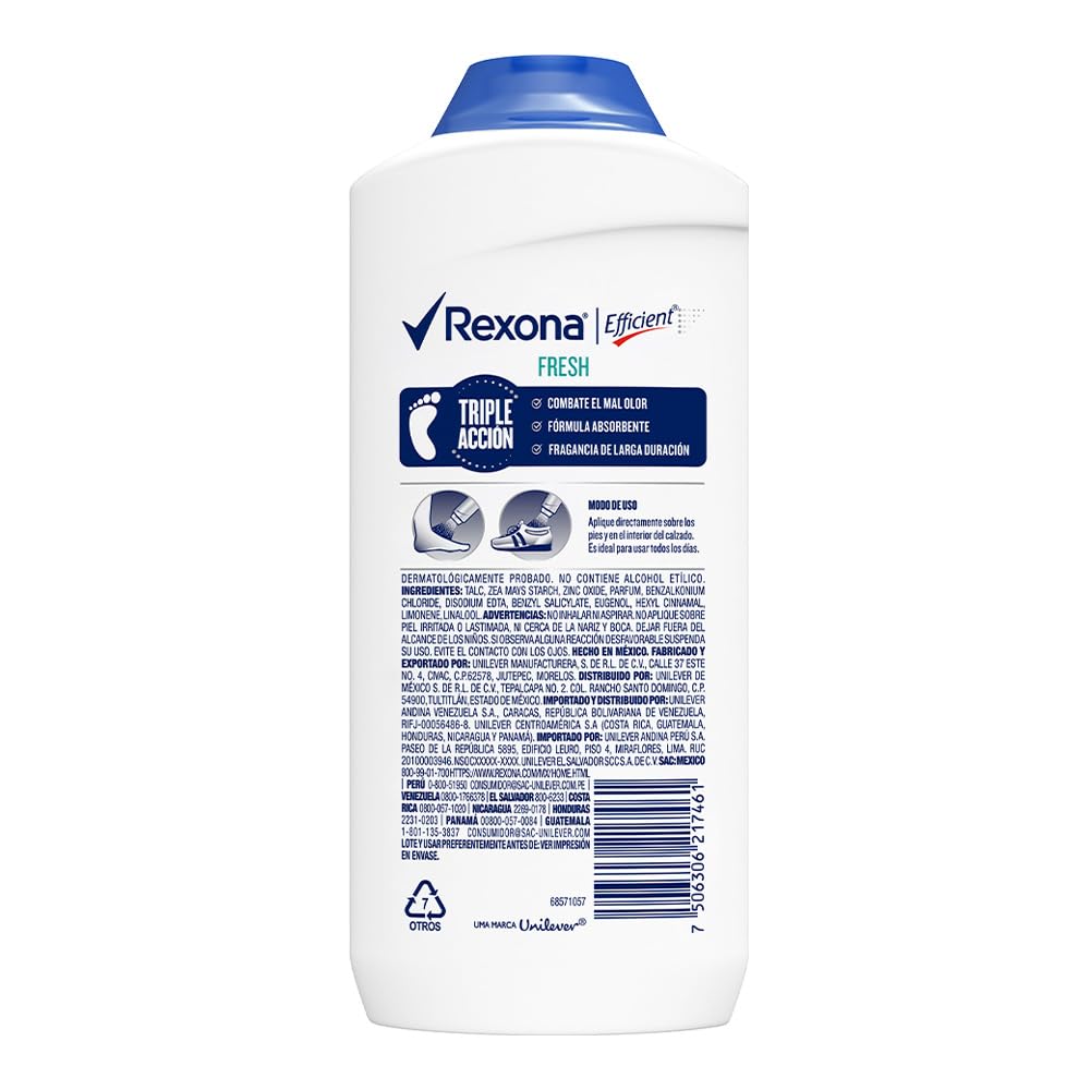 Rexona Poudre pour les pieds, texture légère, sensation de confort