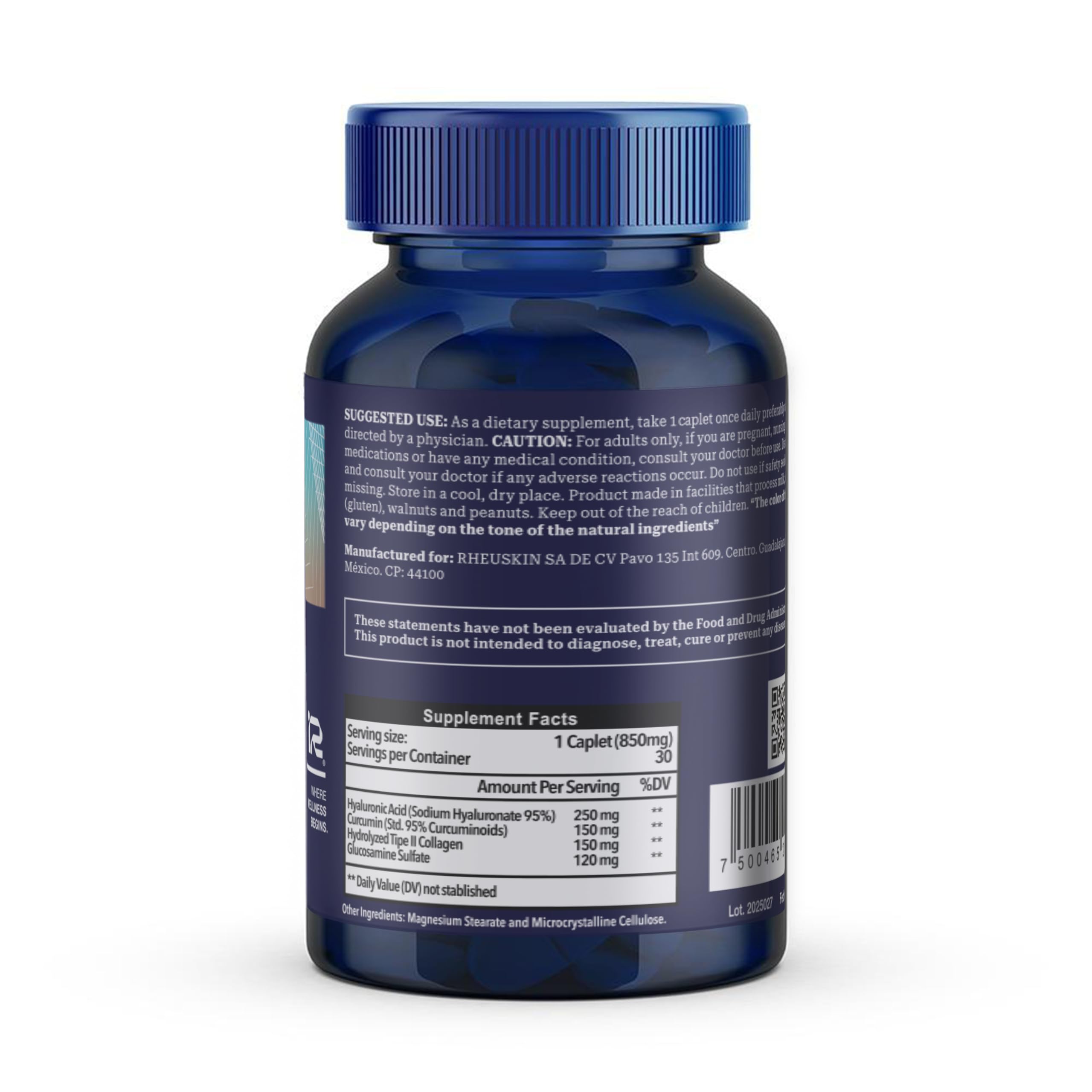 Rheuskin Motion capsules 850 mg visibles et faciles à avaler.