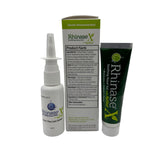 Rhinase X Emballage duo: présentation pratique pour gel et spray.
