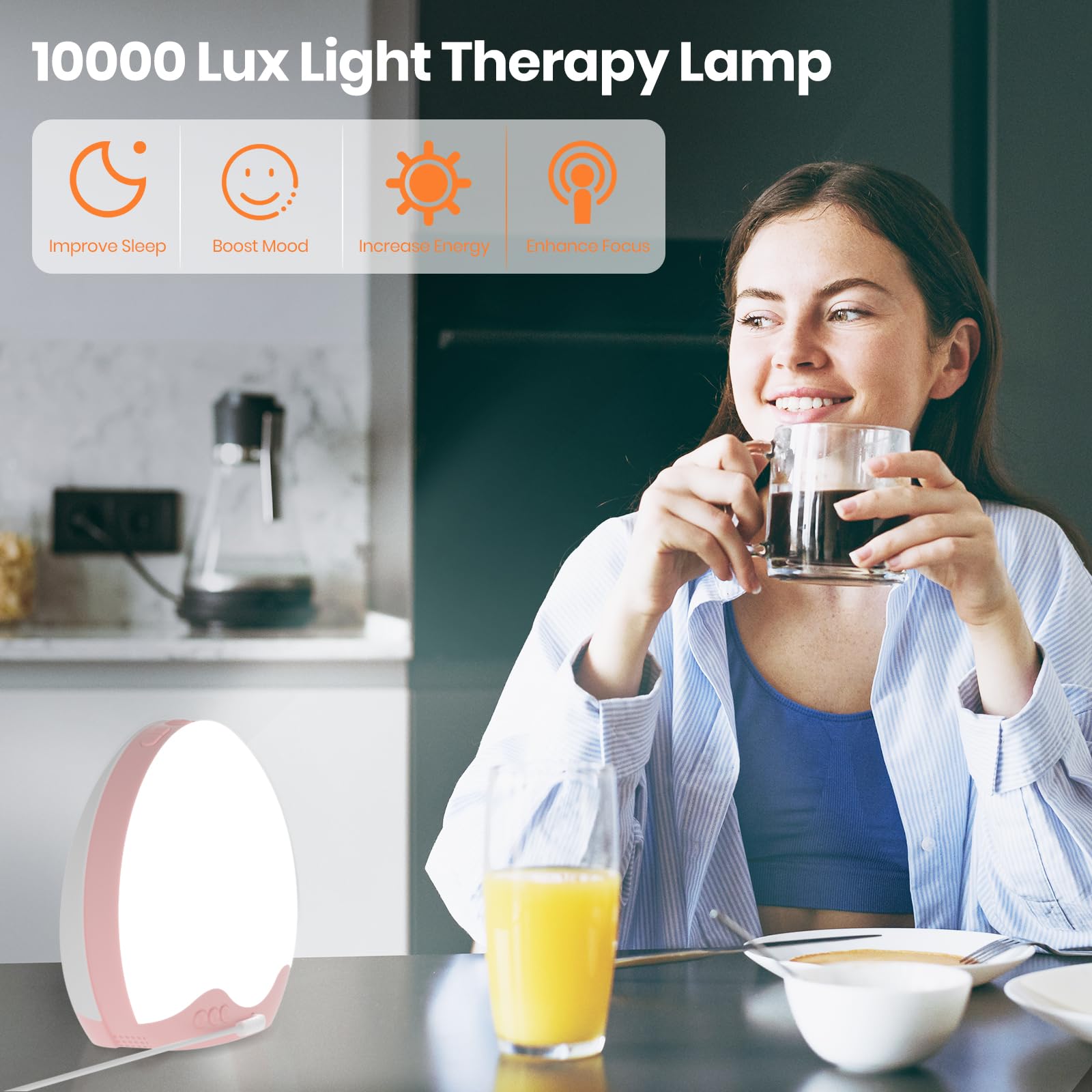 RICIAL Wake up Light bruit blanc et couleurs lumineuses pour l’aide au sommeil.