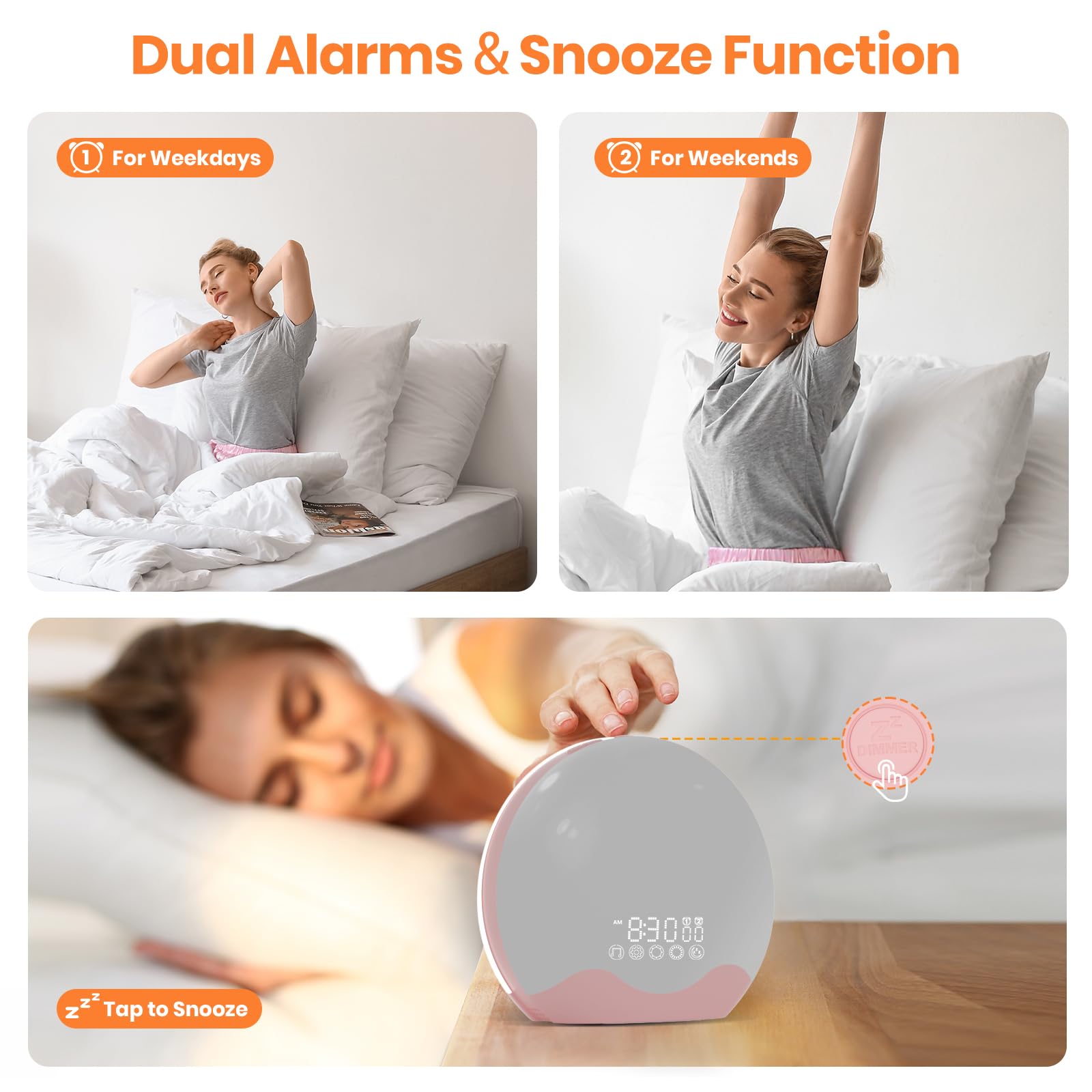 RICIAL Wake up Light horloge intégrée et affichage personnalisable.