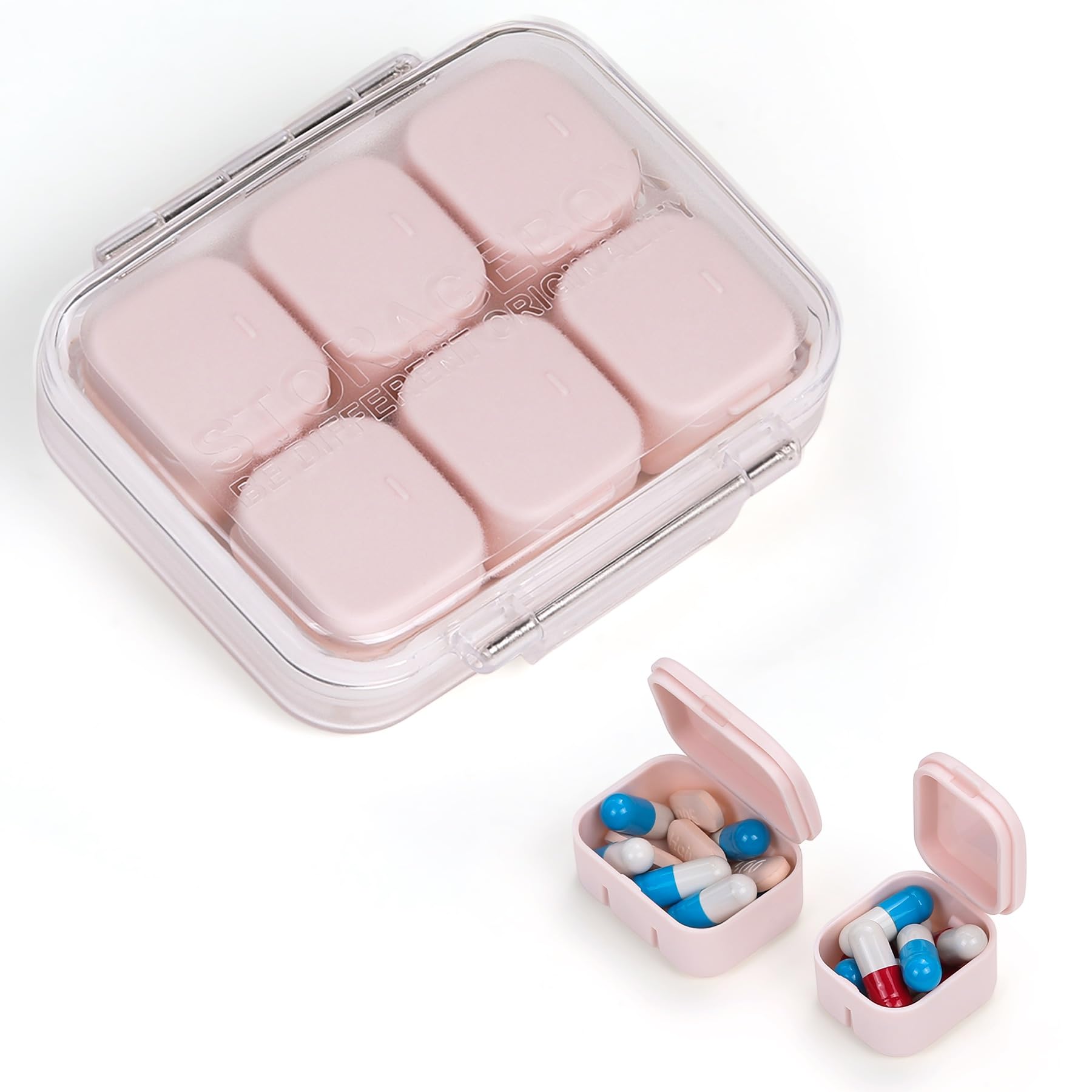 RICHCEE Organiseur pilules 10 compartiments rose, pratique en voyage et pour vos doses quotidiennes.