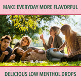 Stick Ricola Cerise de 9 pastilles, pratique à emporter pour des pauses rafraîchissantes.