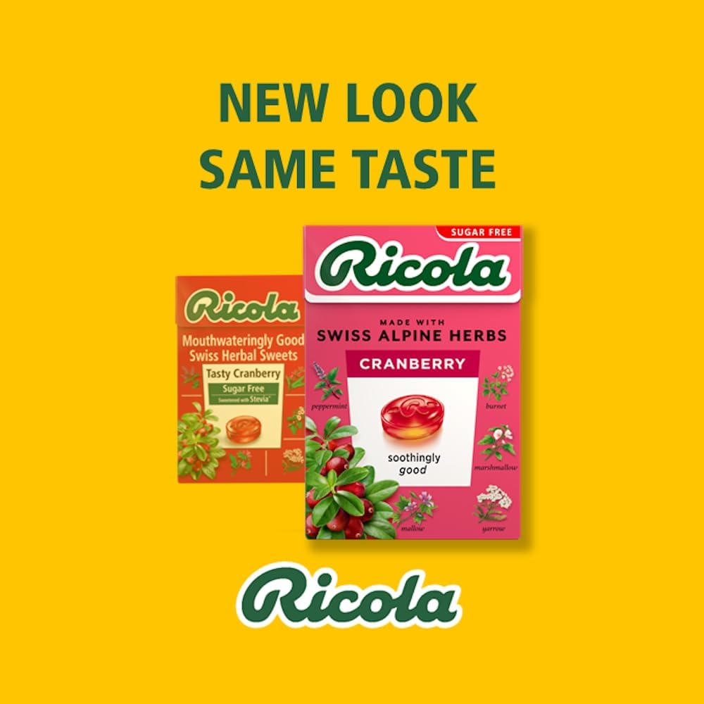 Étiquette indiquant végétarien et certifié kasher sur Ricola Cranberry Sf.