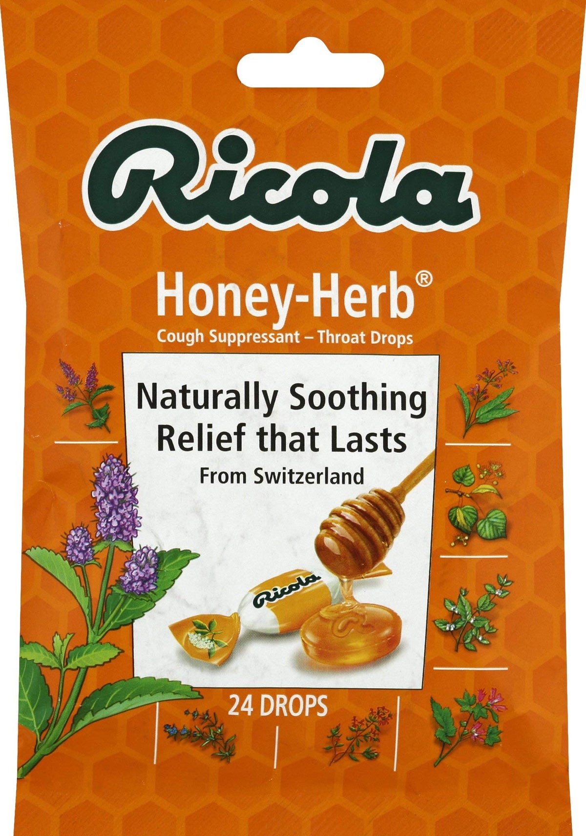 Ricola Drop Miel et Herbes: pastille pour la gorge sans sucre, réconfort naturel.