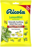Ricola drops sans sucre citron menthe, rafraîchissent et peuvent aider la gorge.
