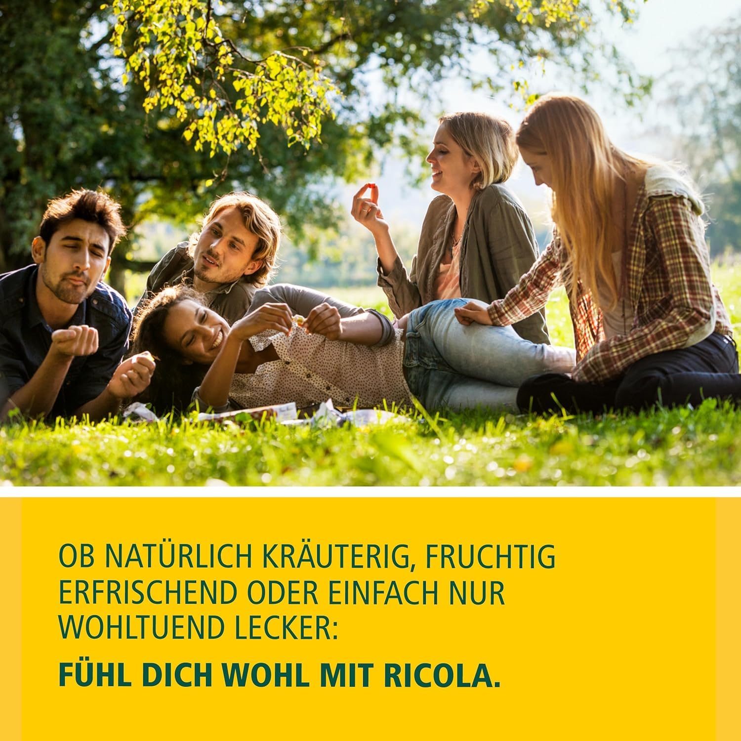 Ricola emballage sachet détaillé, présentation soignée du produit.