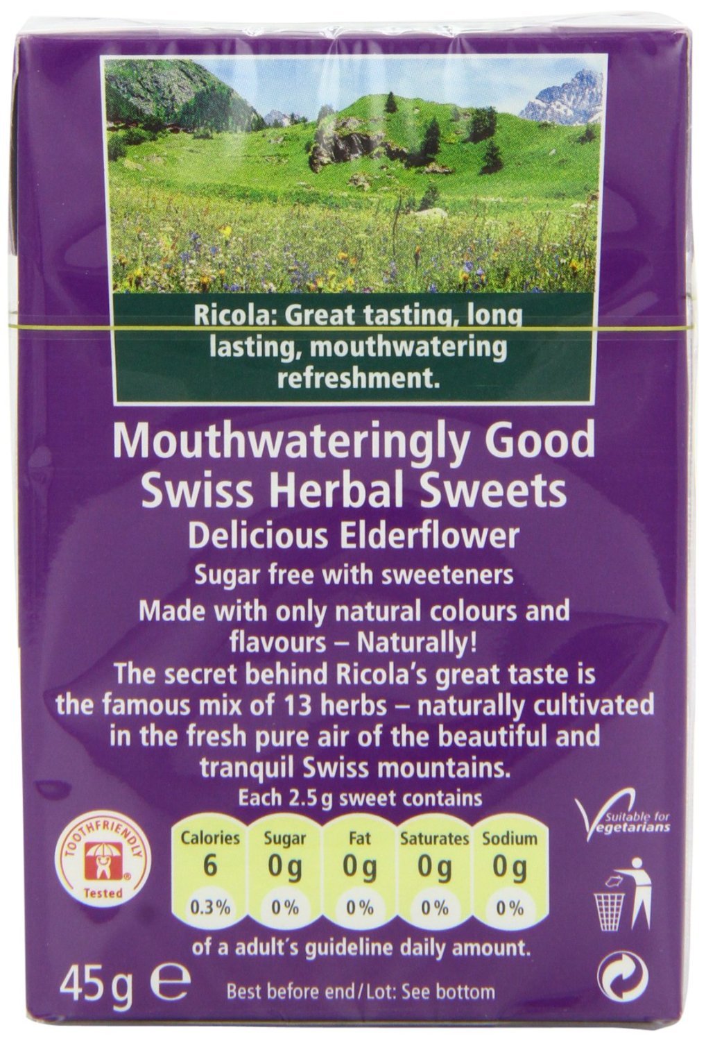 Pastilles aromatiques Ricola fleur de sureau pour une pause rafraîchissante.