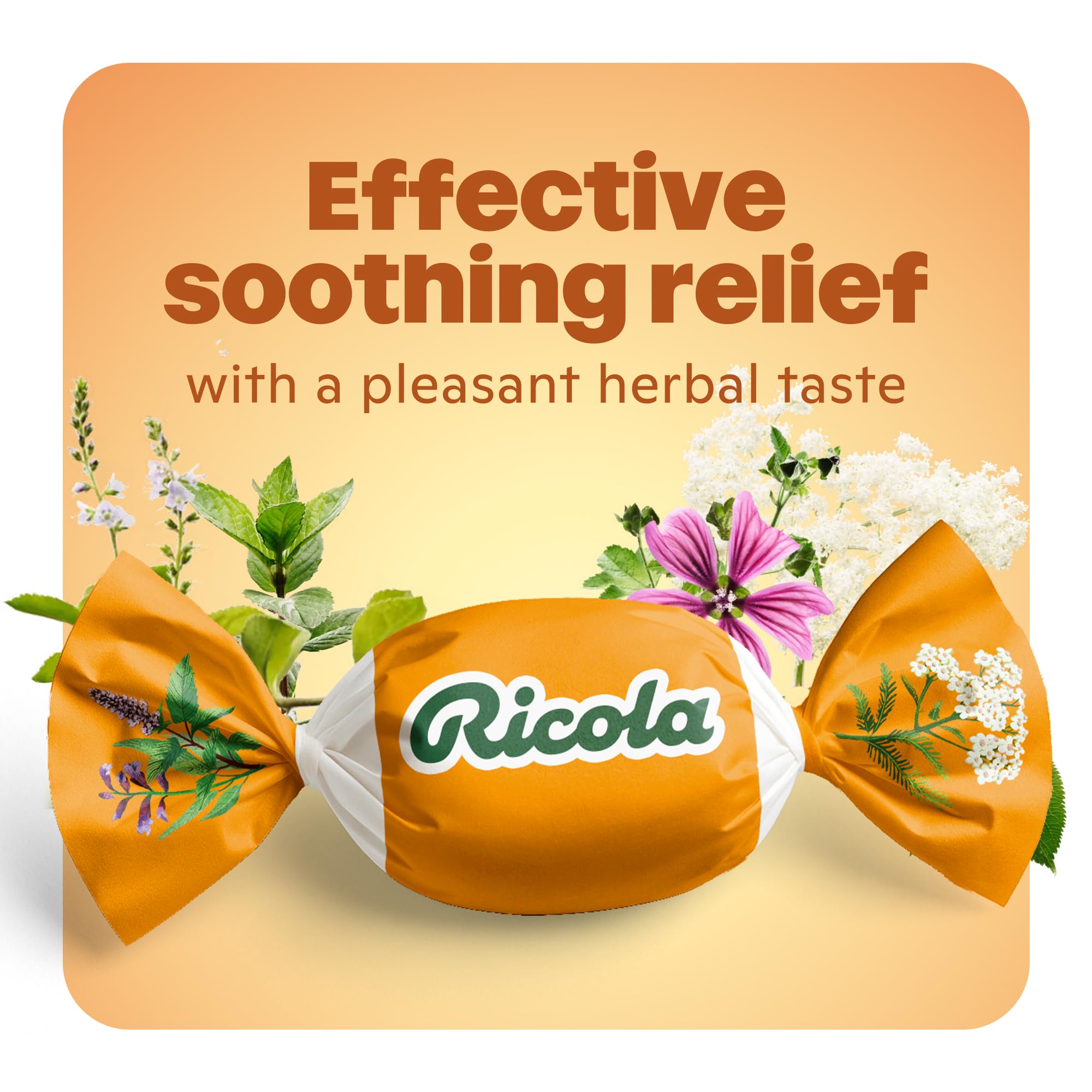 Texture douce des pastilles Ricola Miel et Herbes pour la gorge