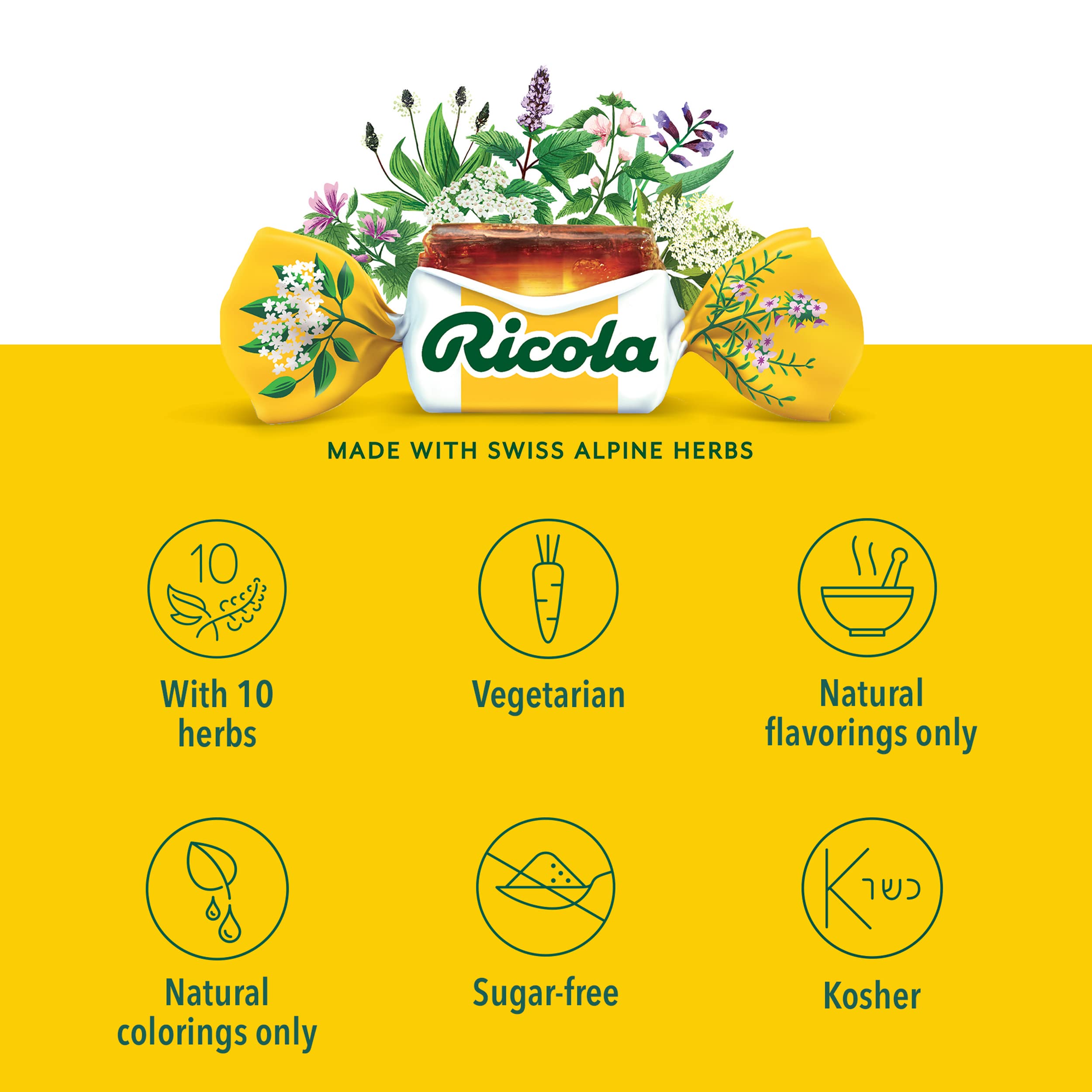 Ricola Original arômes-menthe-thym-melisse: saveur herbacée agréable.