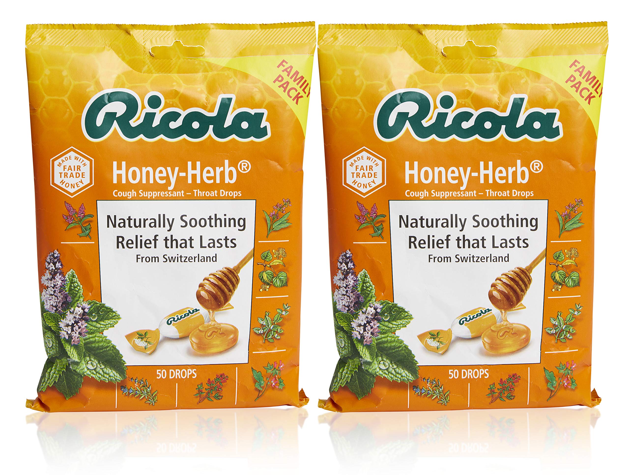 Les pastilles Ricola miel et herbes, idéal pour apaiser la gorge.