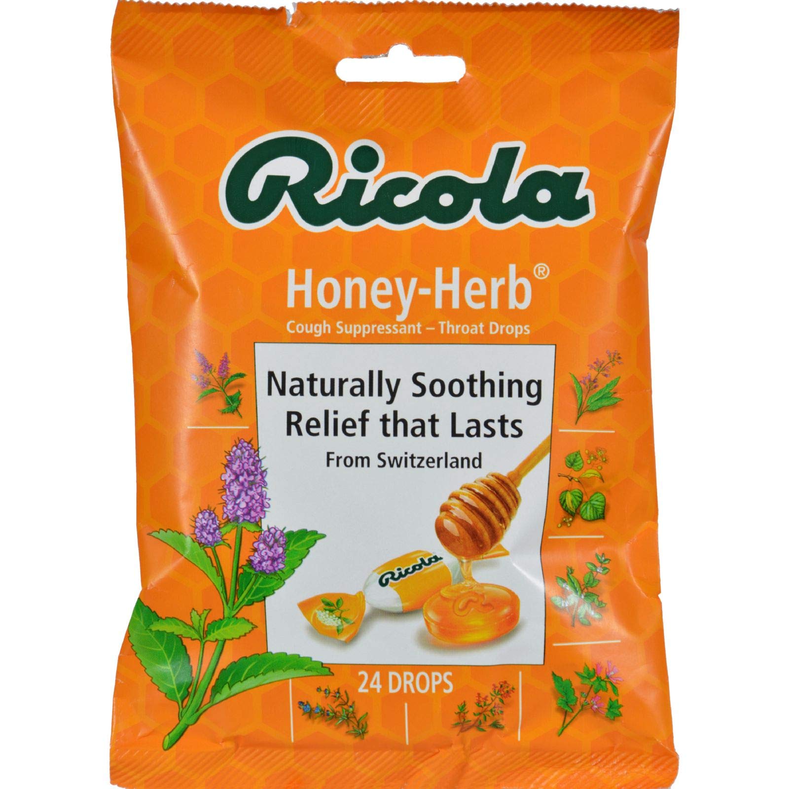 Pastilles Ricola pour la gorge au miel et herbes, soulagement doux pour la gorge.