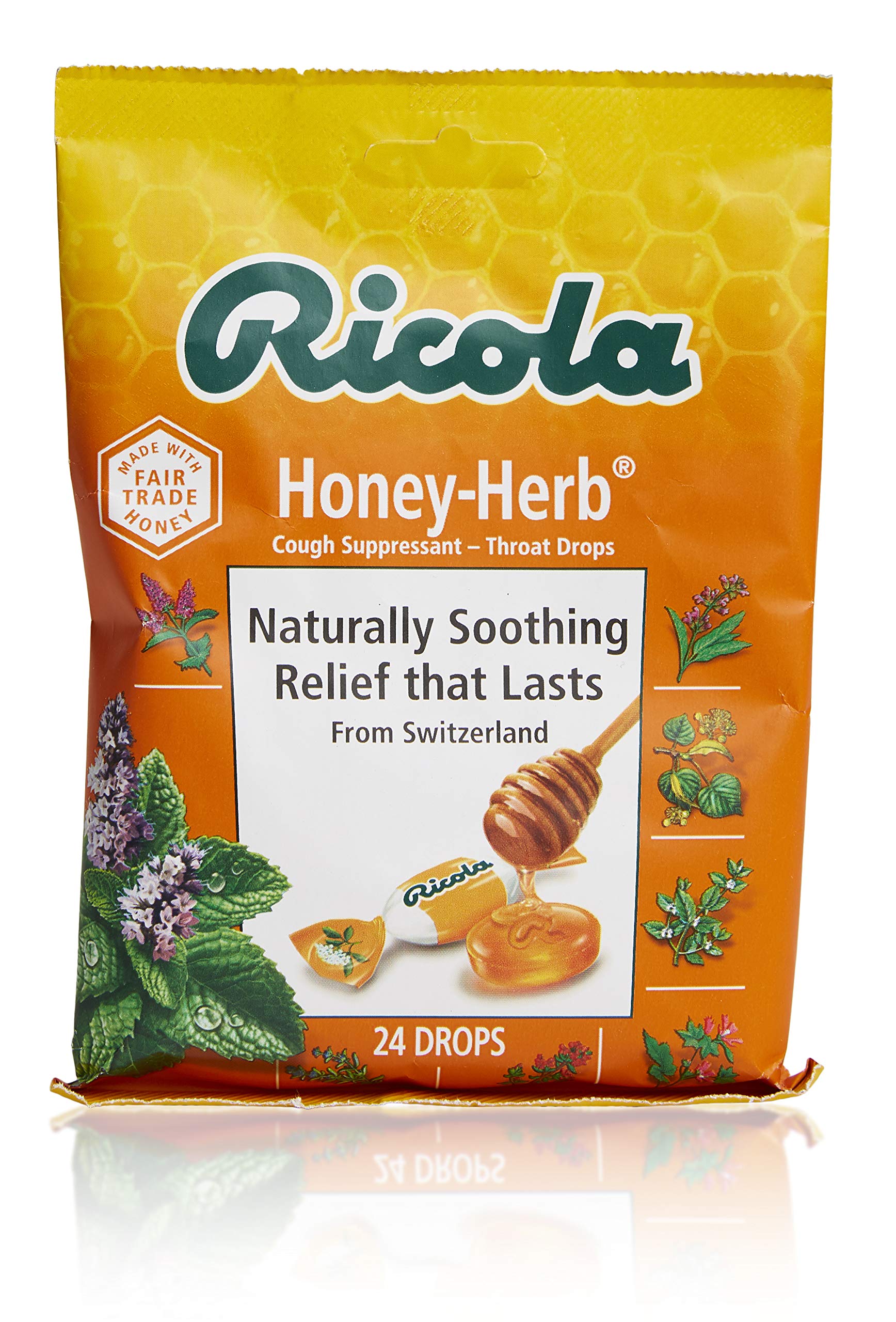 Ricola pastilles miel et herbes - sachet ouvert : saveur aromatique à tout moment
