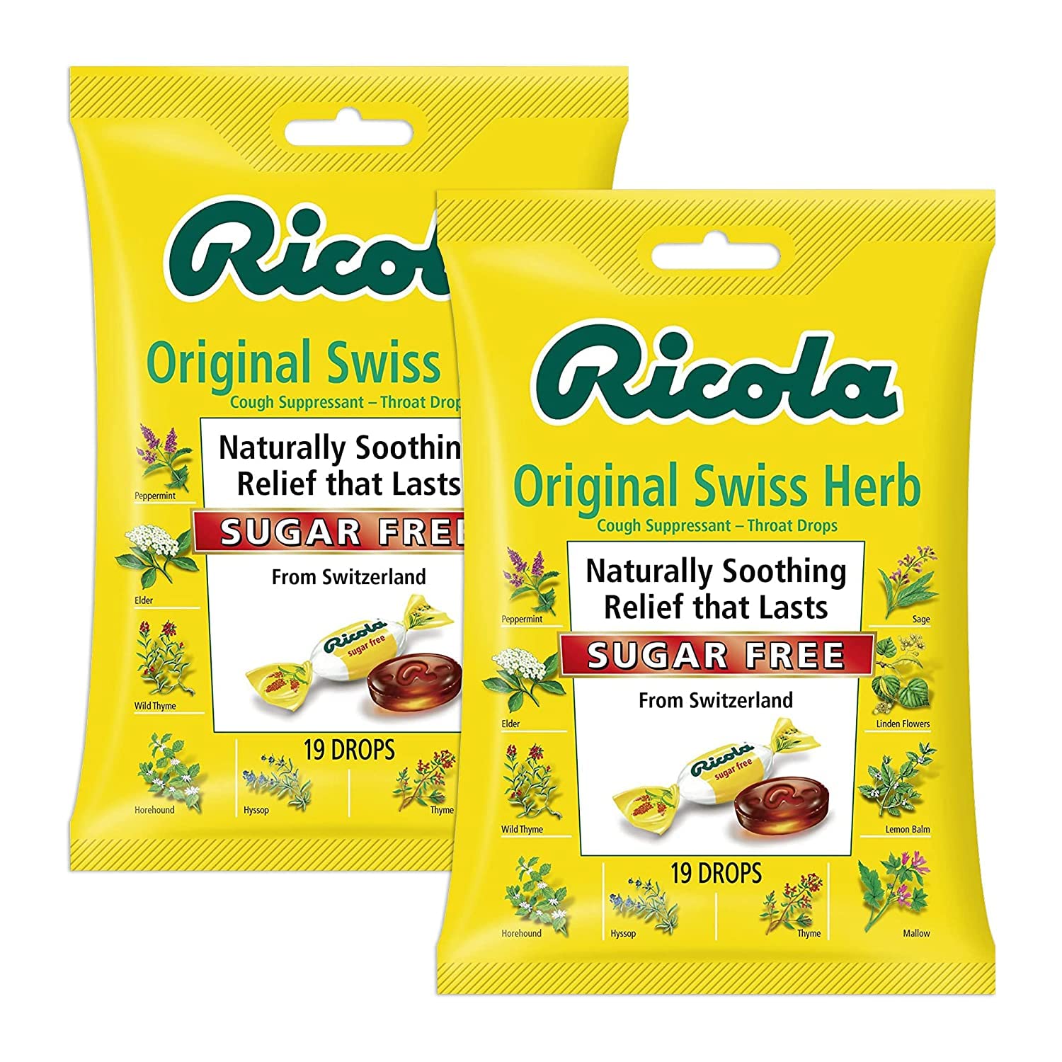 Ricola Sans Sucre: bonbons gorge original suisse pour soulager les irritations mineures.
