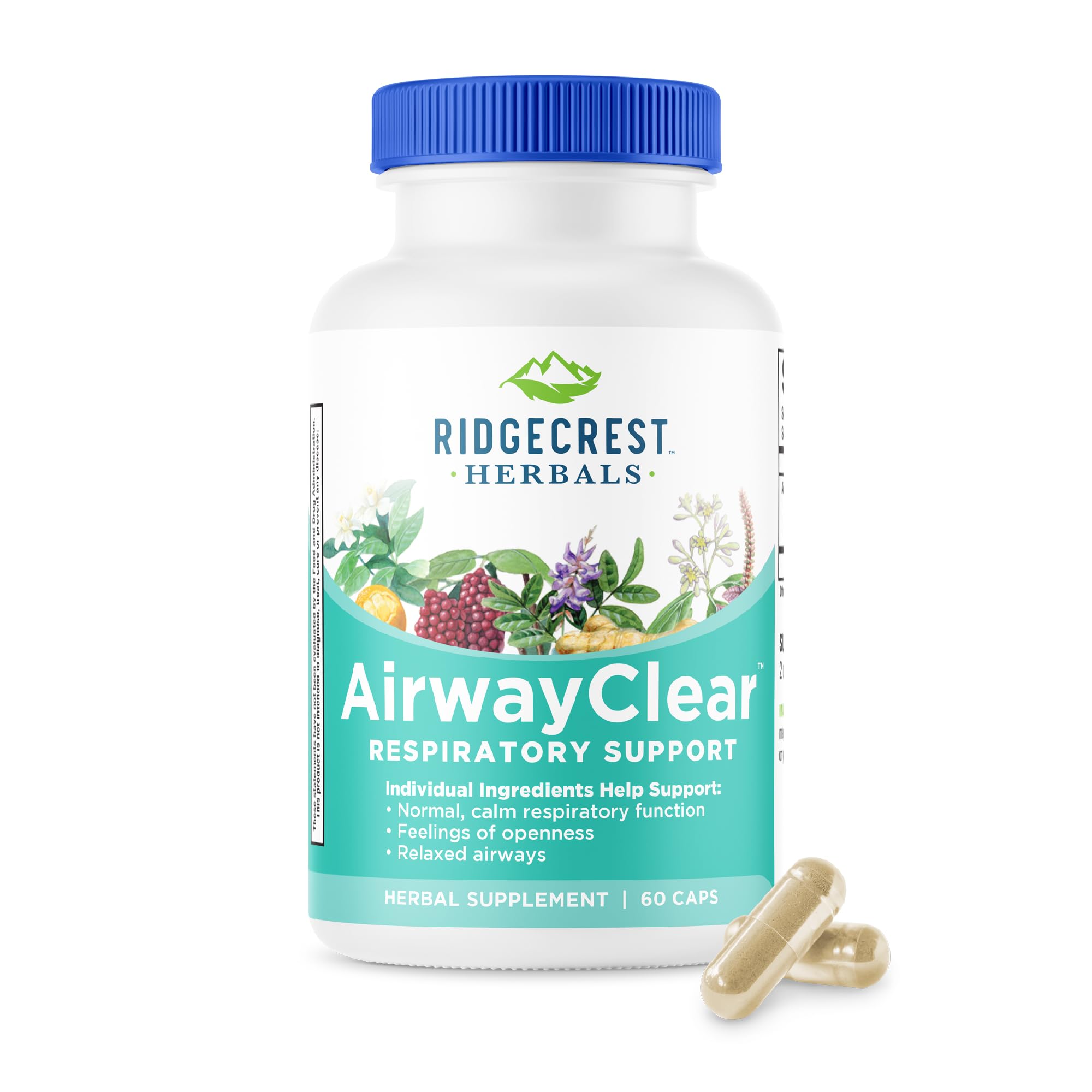 RidgeCrest AirwayClear – bouteille en cours de versement pour un apport quotidien, respiration plus libre.