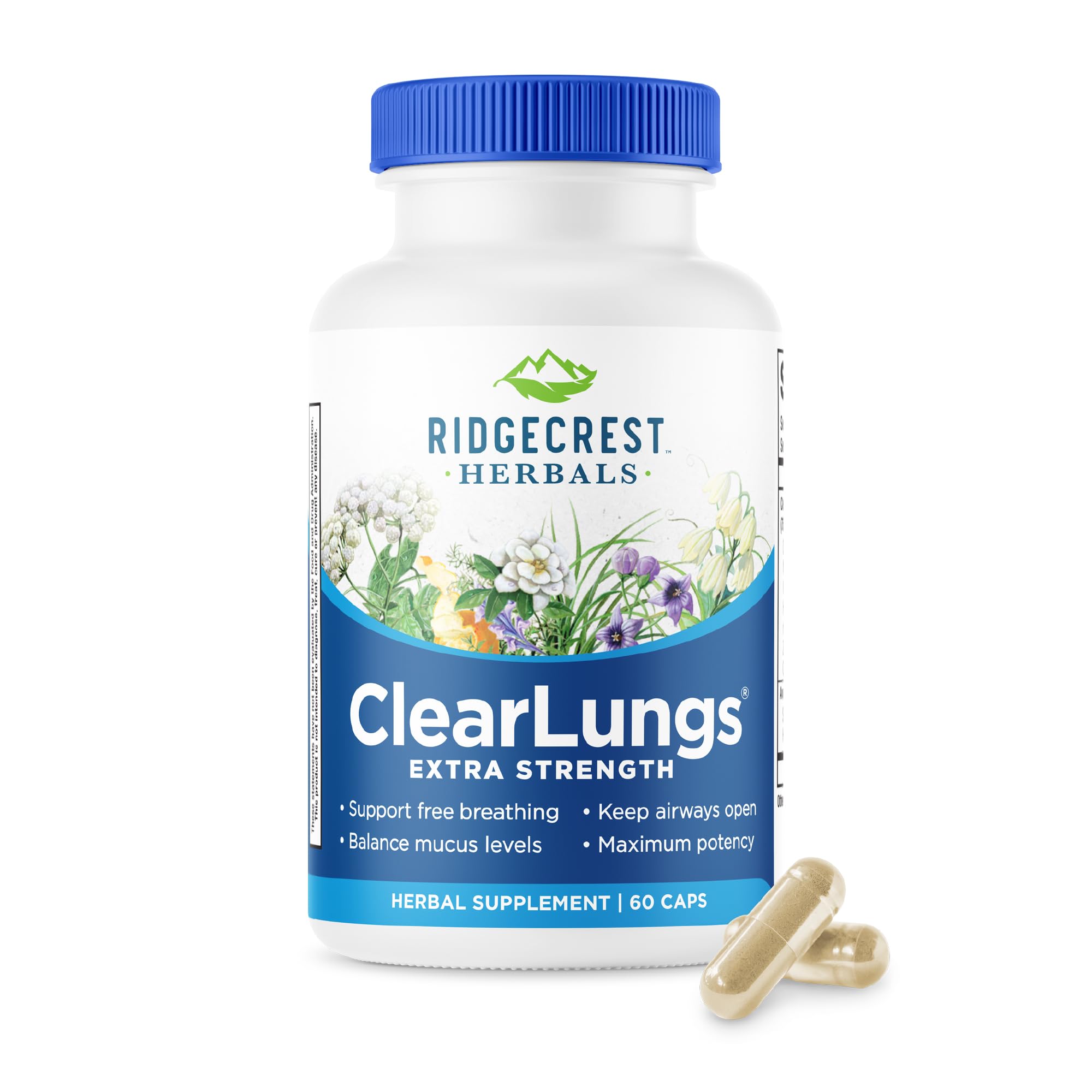 RidgeCrest ClearLungs: capsules végétales pour soutenir la respiration au quotidien.