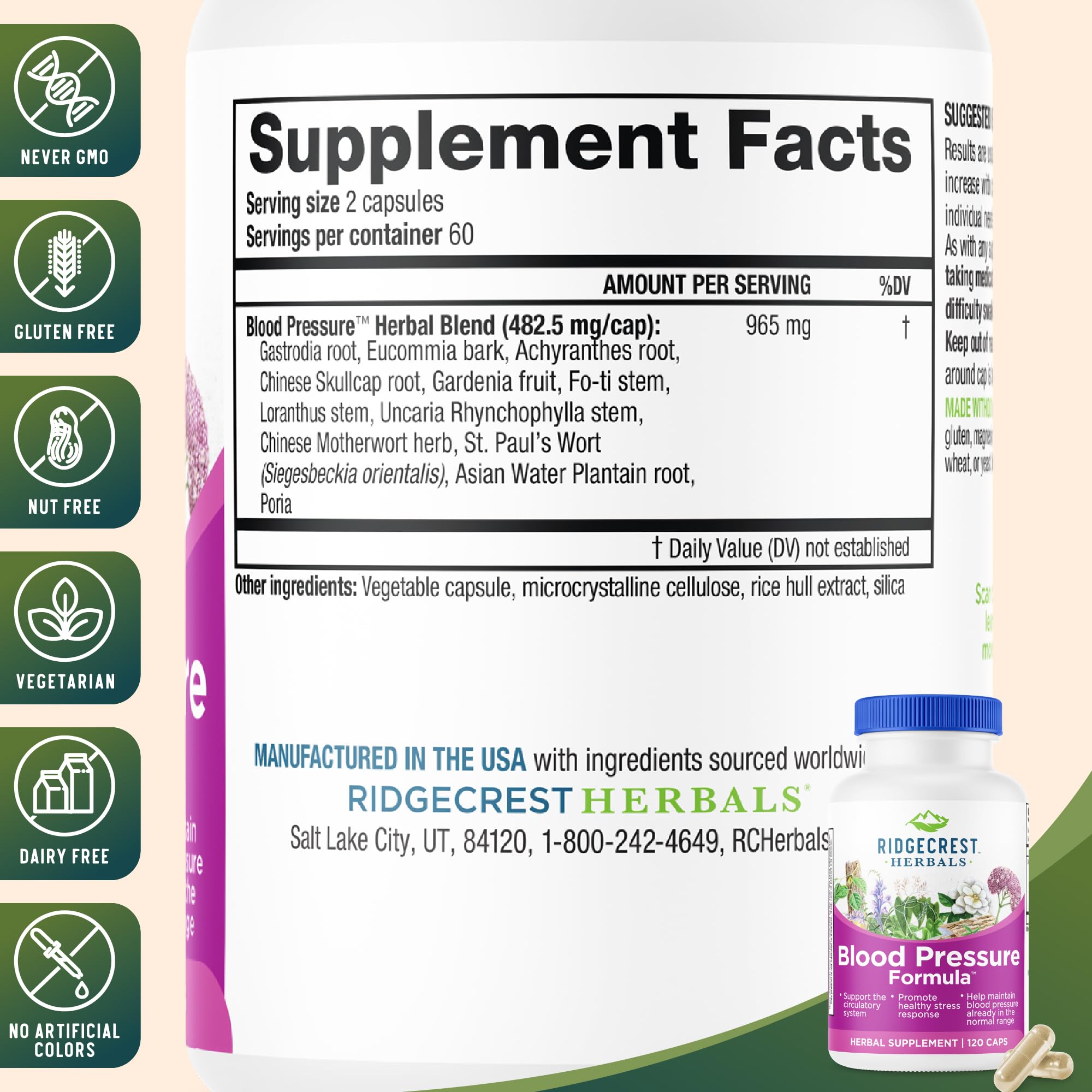 RidgeCrest Herbals: composition douze-herbes présentée pour soutenir la fonction vasculaire.