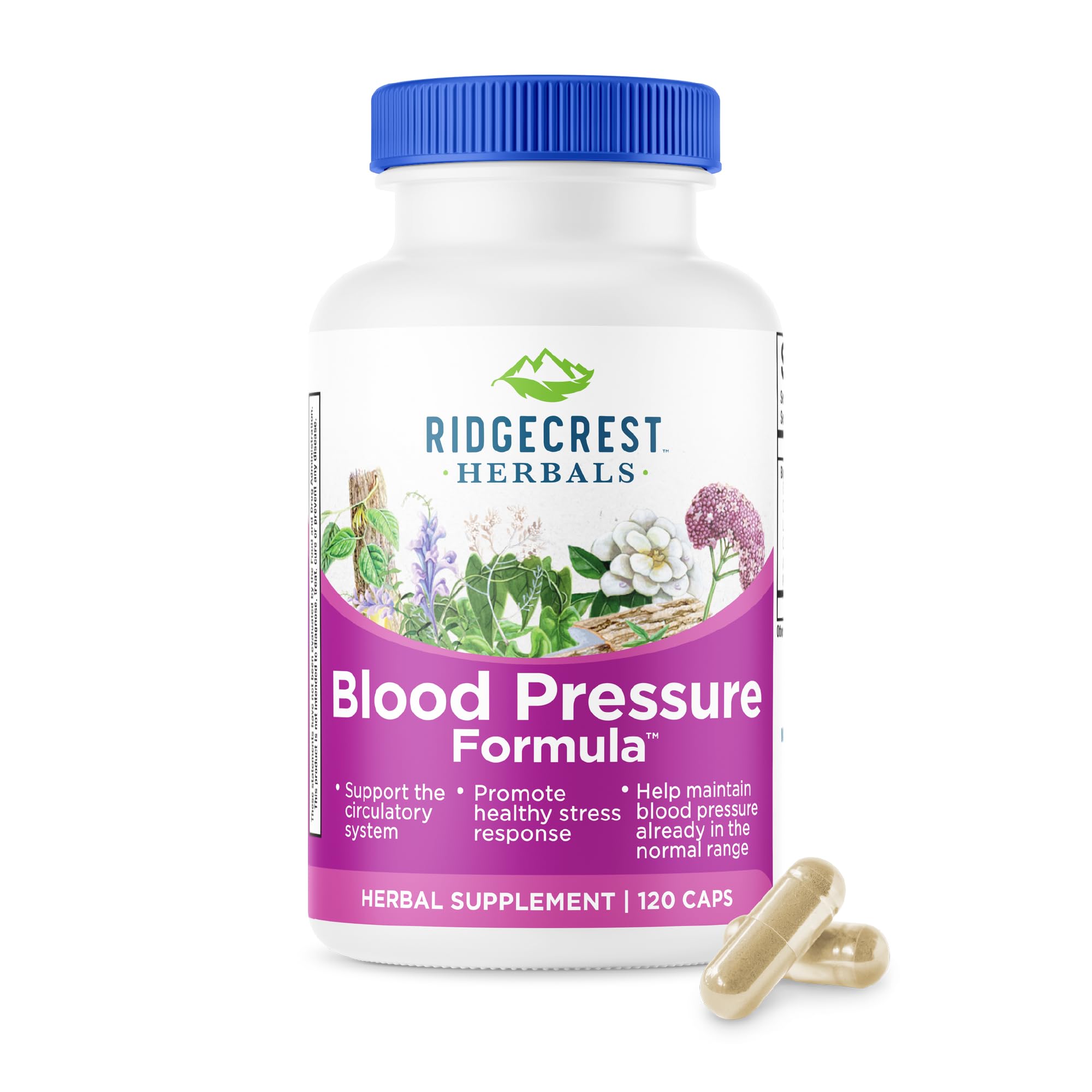 RidgeCrest Herbals: bouteille montrant la formule soutenant la circulation et le bien-être quotidien.