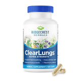 ClearLungs RidgeCrest: bouteille montrant une formule naturelle pour le soutien respiratoire potentiel.