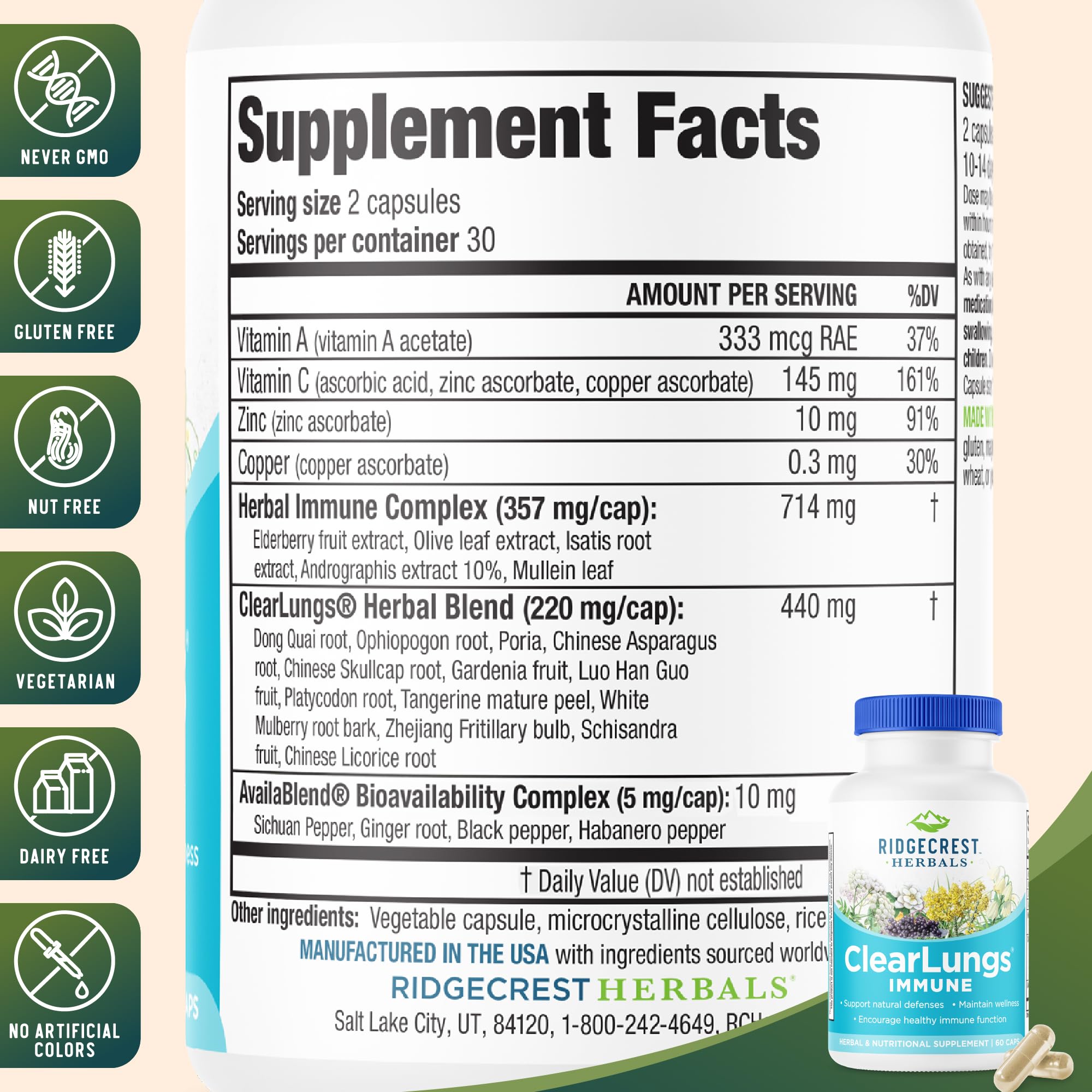 RidgeCrest ClearLungs Immune – Racine-Isatis : soutien naturel en période saisonnière