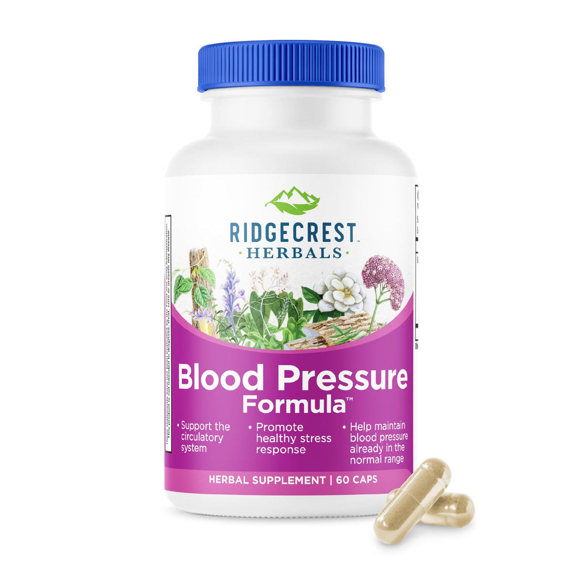 RidgeCrest Herbals – bouteille Formule Pression Sanguine soutient la circulation.