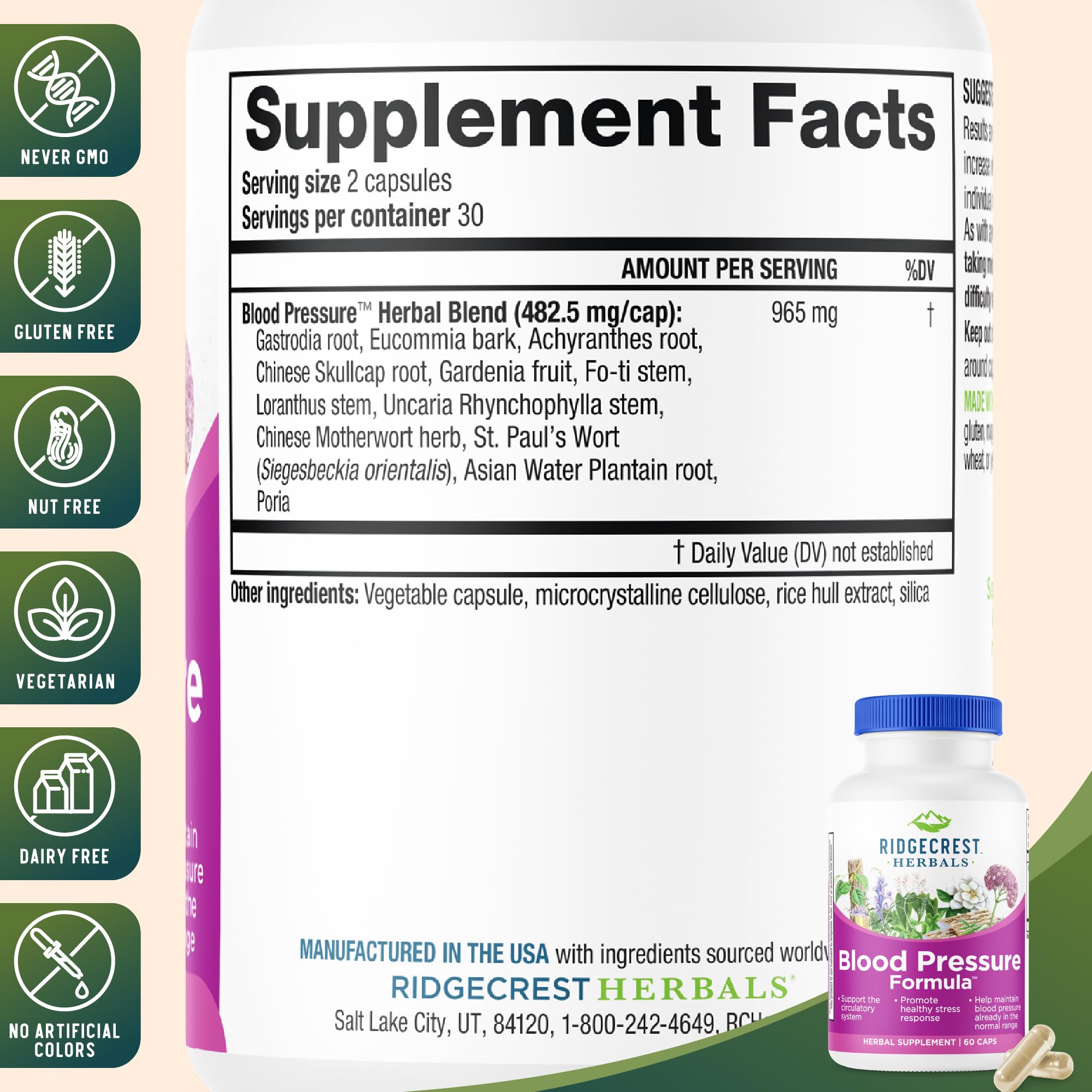 RidgeCrest Herbals – pack de 60 comprimés pour usage quotidien.