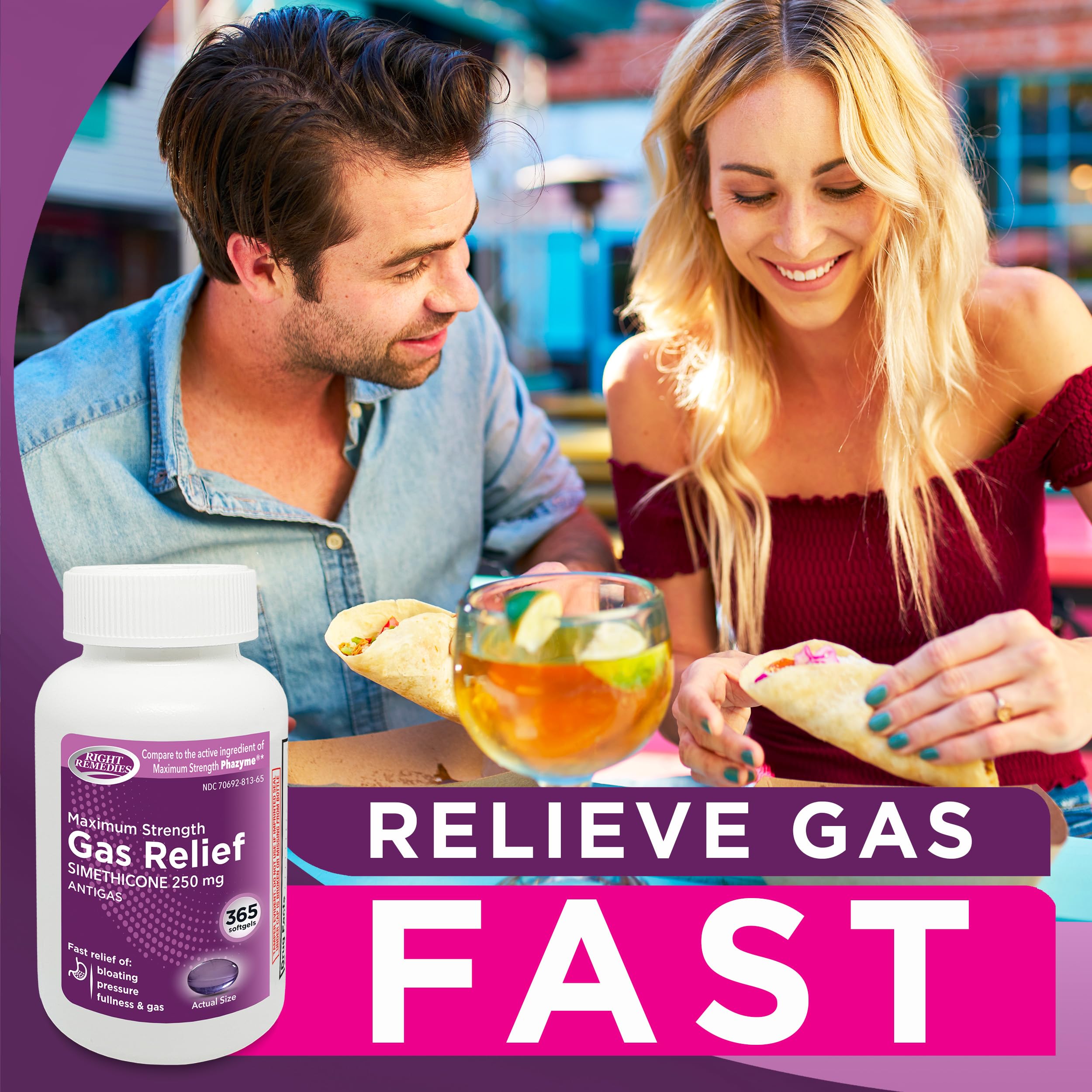 Right Remedies gaz-relief pratique pour sortir et manger sans gêne.