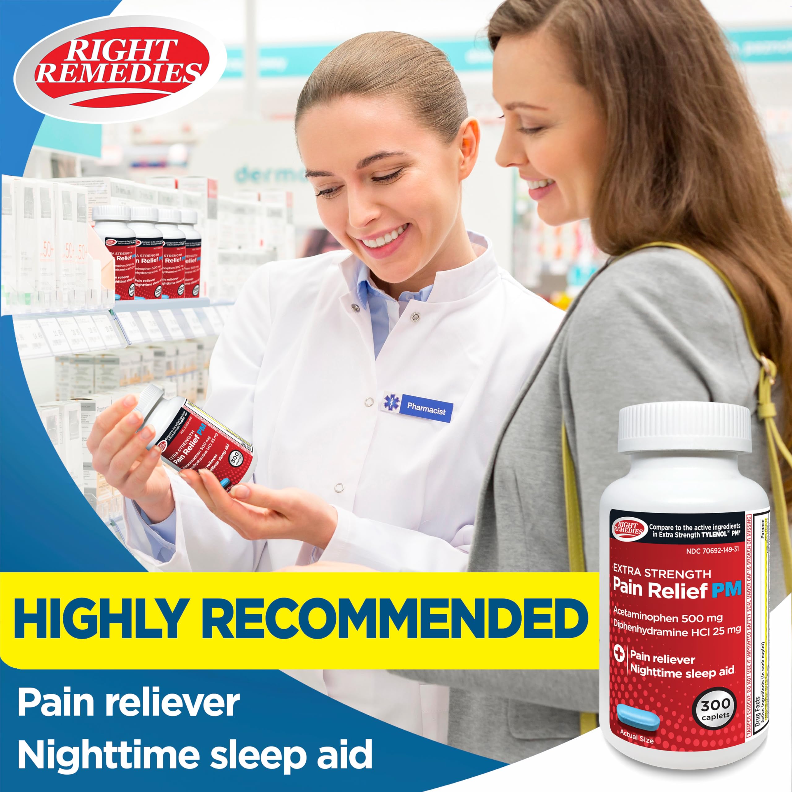 Caplets Right Remedies PM, dose sûre prête à l’emploi pour le soir.